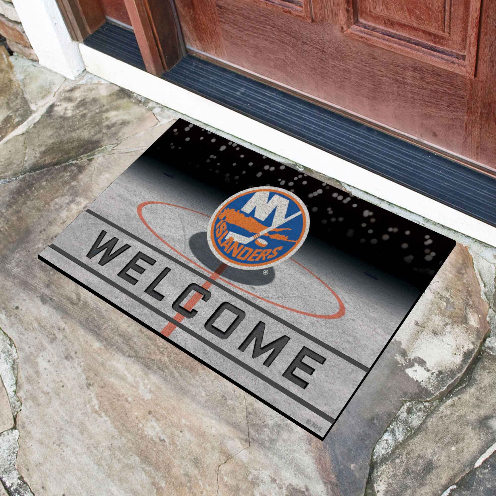 NHL - New York Islanders Crumb Rubber Door Mat - Sports Gifts, Sports Memorabilia, Sports Collectibles, Fan Shop