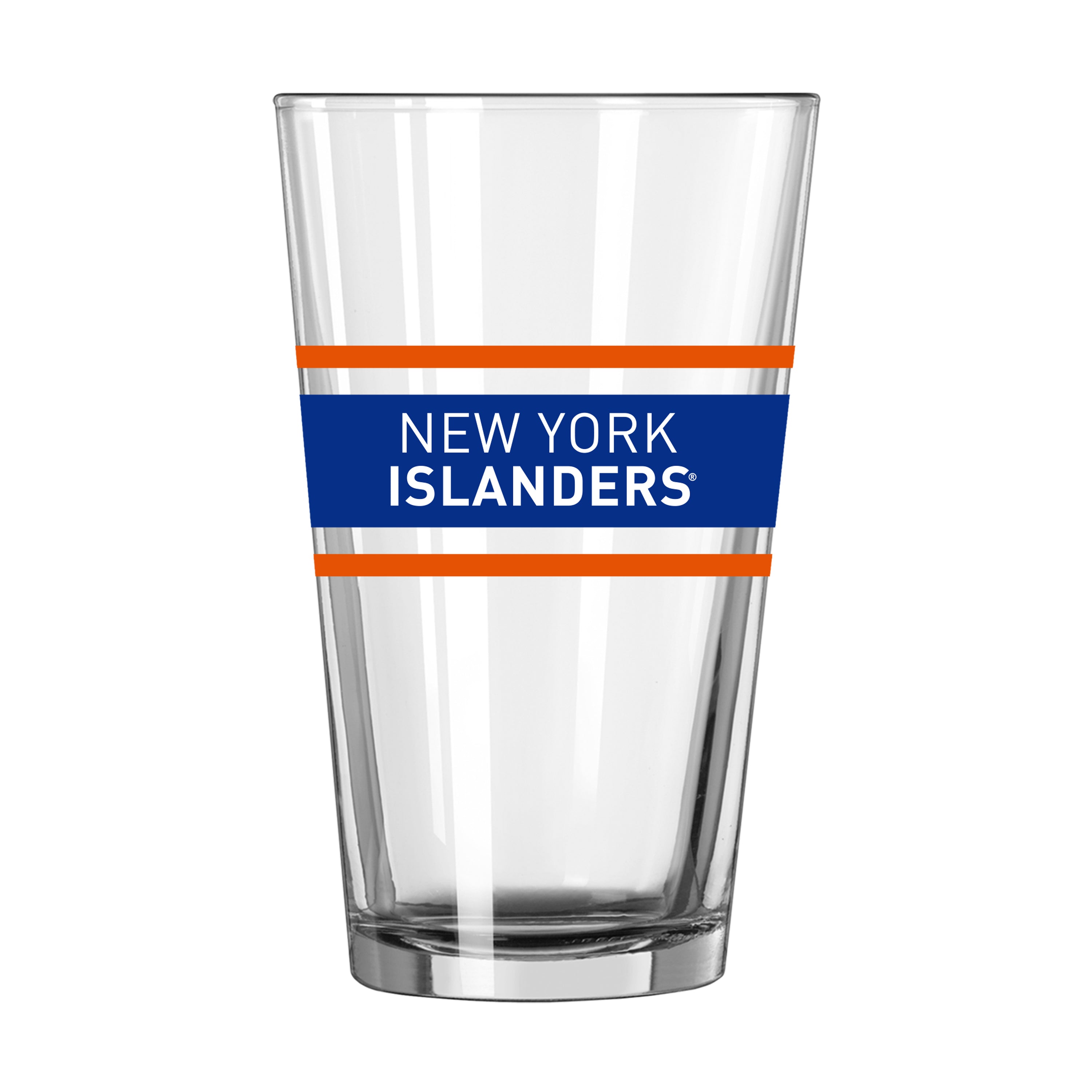 New York Islanders 16oz Stripe Pint Glass - Sports Gifts, Sports Memorabilia, Sports Collectibles, Fan Shop