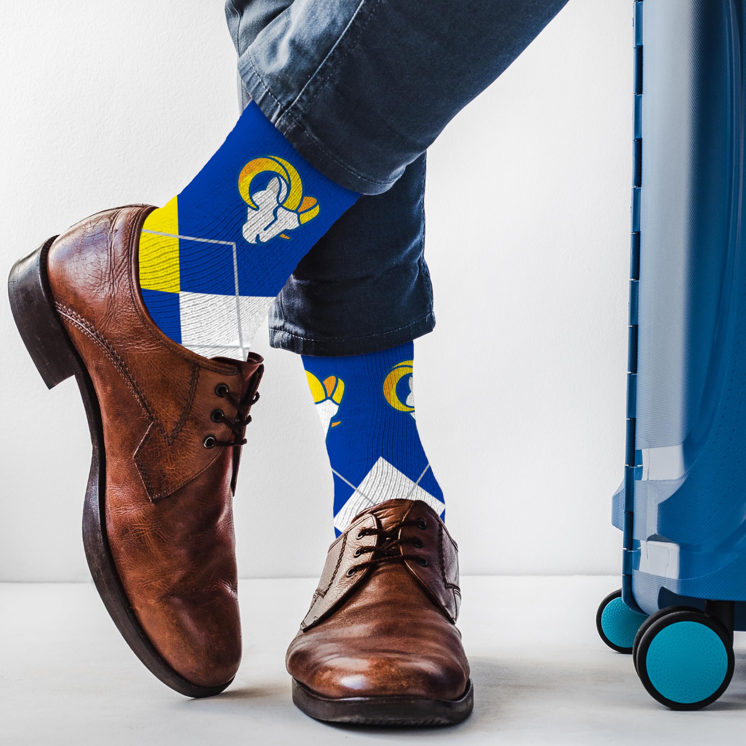 For Bare Feet NFL LOS ANGELES RAMS Argyle Remix Premium Dress Sock Team Color OSFM - Sports Gifts, Sports Memorabilia, Sports Collectibles, Fan Shop