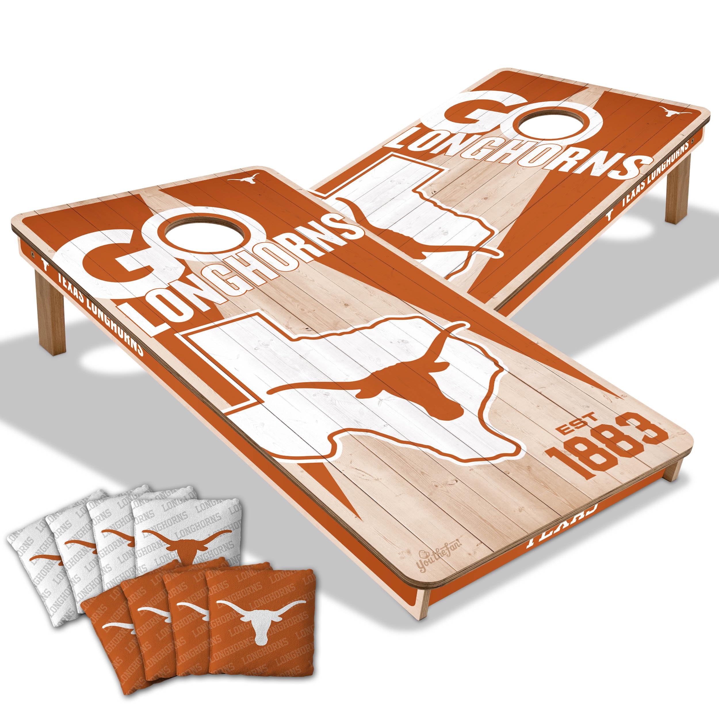 YouTheFan NCAA Texas Longhorns 2’ x 4’ Professional Wood Cornhole Game with Logo Bags - Sports Collectibles, Sports Memorabilia, Sports Fan Shop, Sports Gifts
