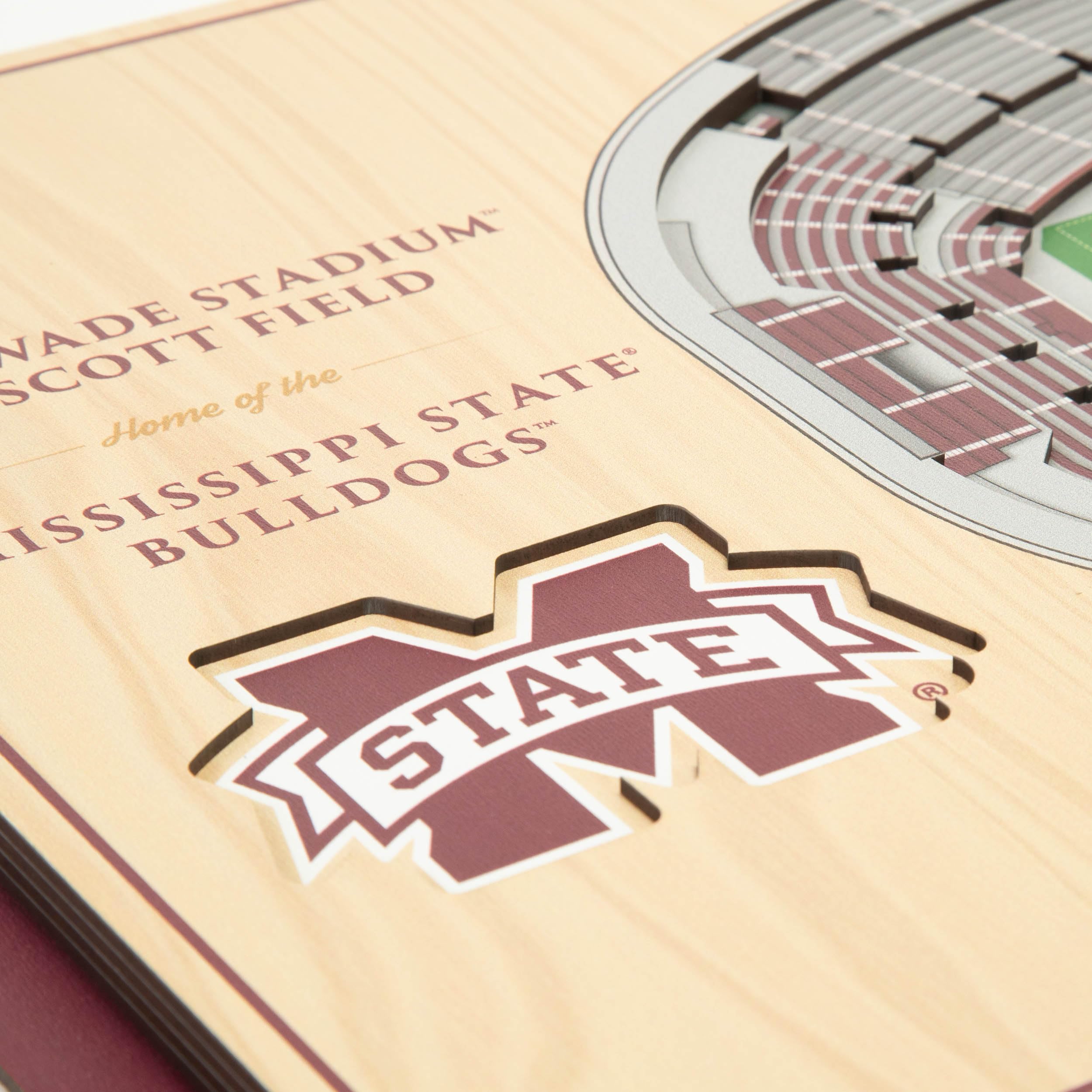 YouTheFan NCAA Mississippi State Bulldogs 5-Layer StadiumView 3D Wall Art - Davis Wade Stadium at Scott Field - Sports Collectibles, Sports Memorabilia, Sports Fan Shop, Sports Gifts