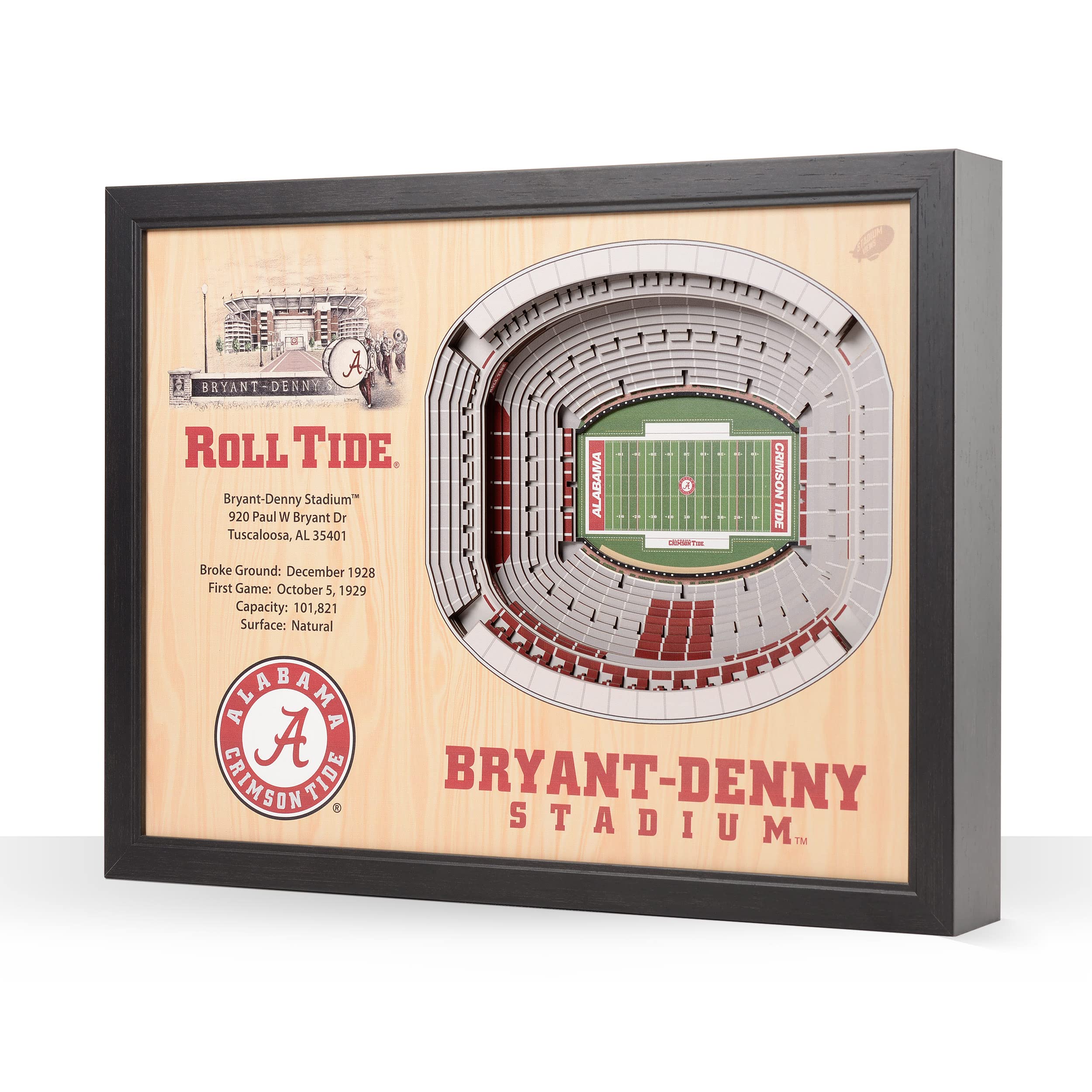 YouTheFan NCAA Alabama Crimson Tide 25-Layer StadiumViews 3D Wall Art - Bryant-Denny Stadium,Brown - Sports Collectibles, Sports Memorabilia, Sports Fan Shop, Sports Gifts