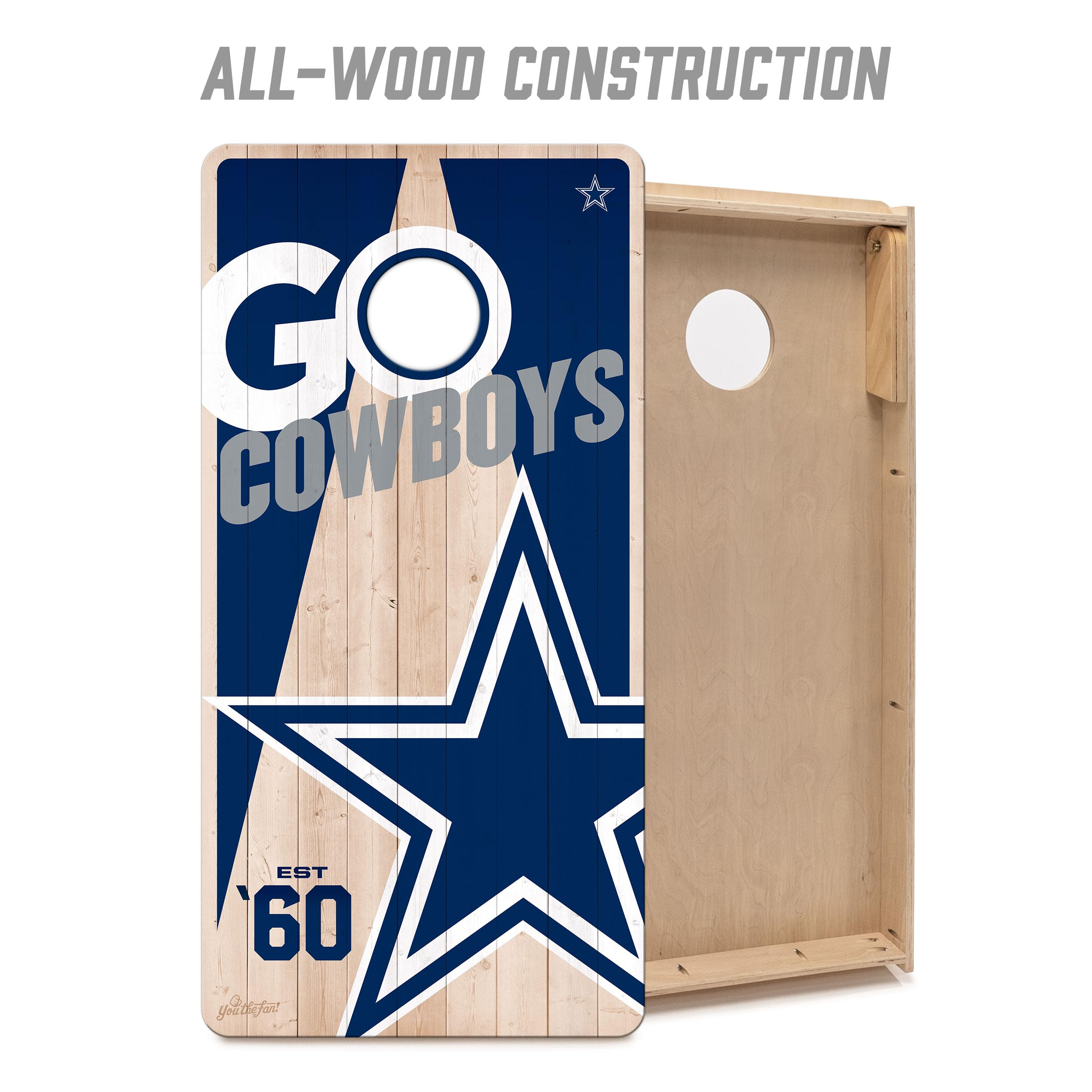 YouTheFan NFL Dallas Cowboys 2’ x 4’ Professional Wood Cornhole Game with Logo Bags - Sports Collectibles, Sports Memorabilia, Sports Fan Shop, Sports Gifts
