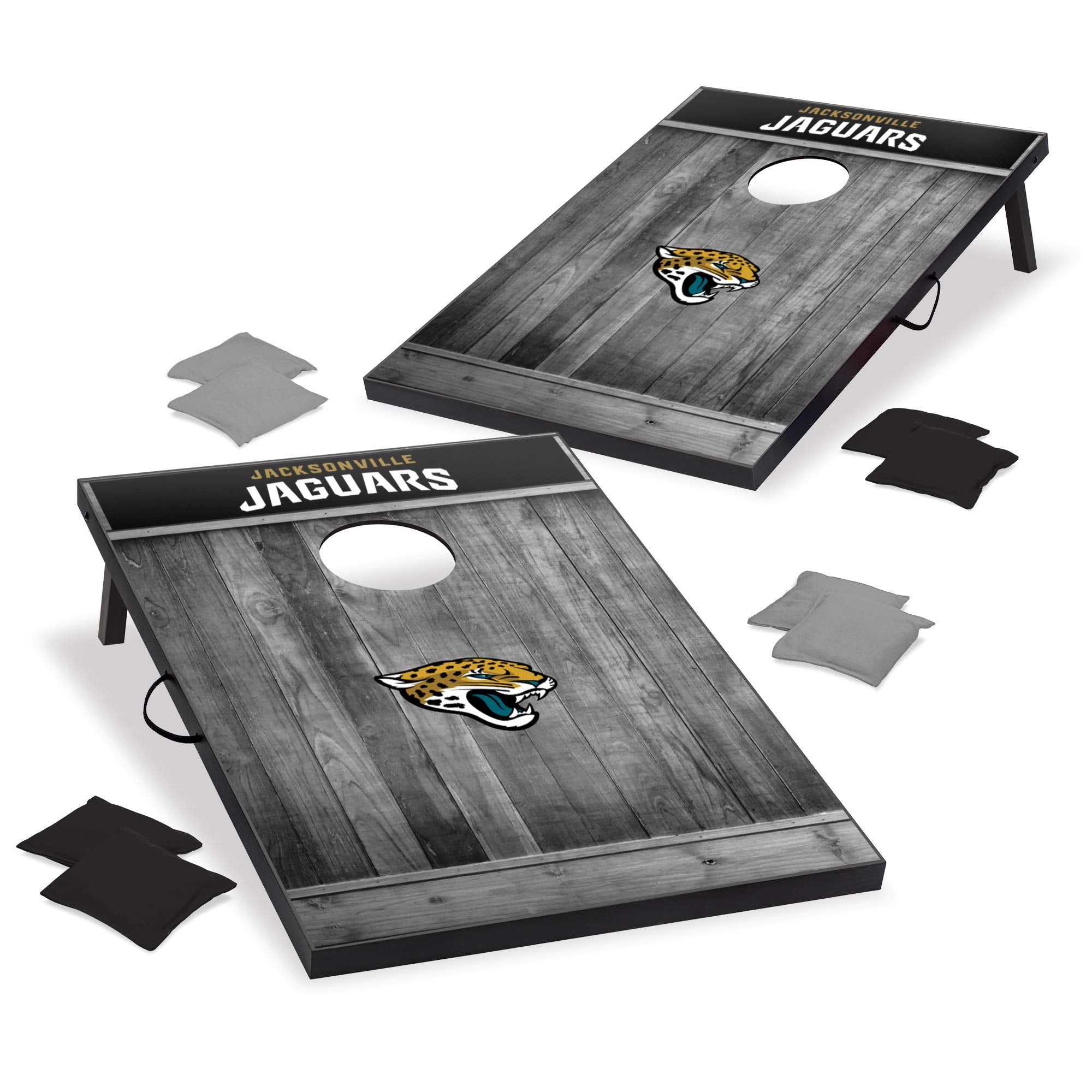 Wild Sports 2'x3' MDF Wood NFL Jacksonville Jaguars Cornhole Set - Grey Wood Design - Sports Collectibles, Sports Memorabilia, Sports Fan Shop, Sports Gifts