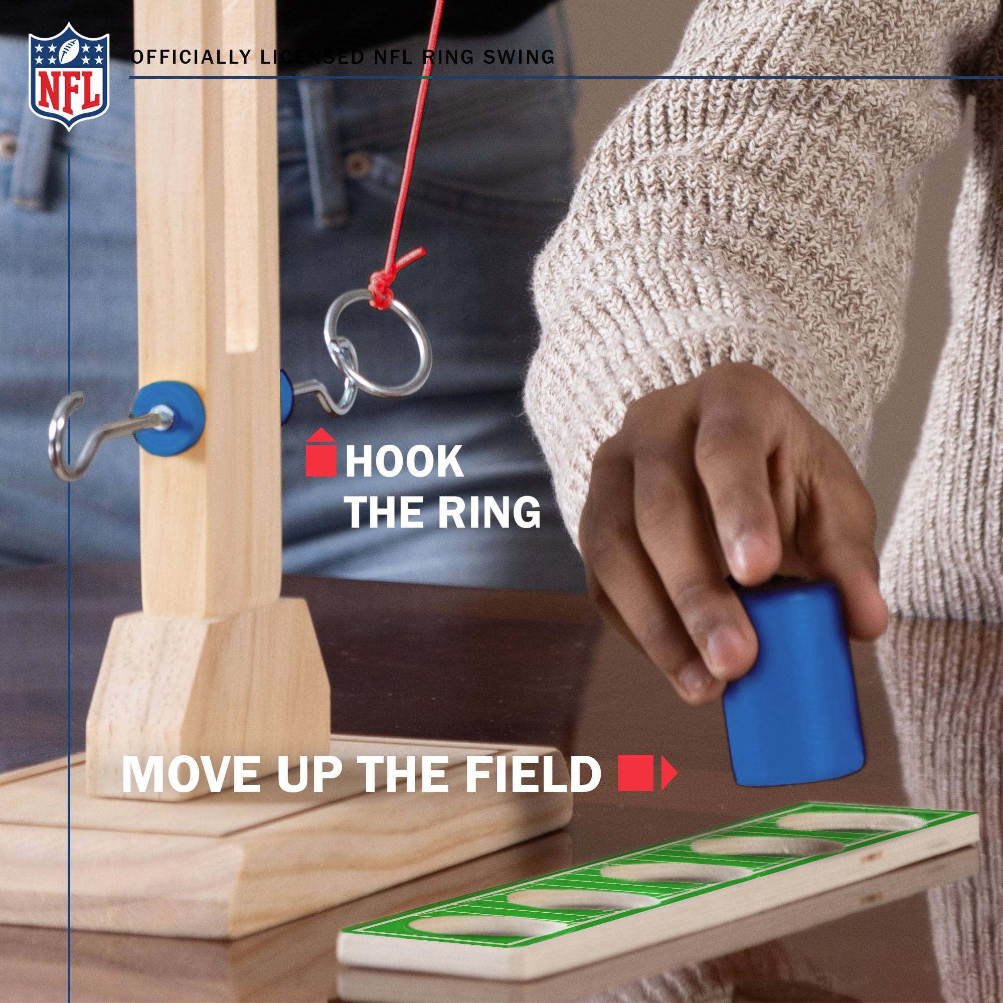 Wild Sports NFL Los Angeles Chargers Wooden Ring Swing Battle - Head-to-Head Ring Toss Hook & Ring Game for NFL Fans - Sports Collectibles, Sports Memorabilia, Sports Fan Shop, Sports Gifts