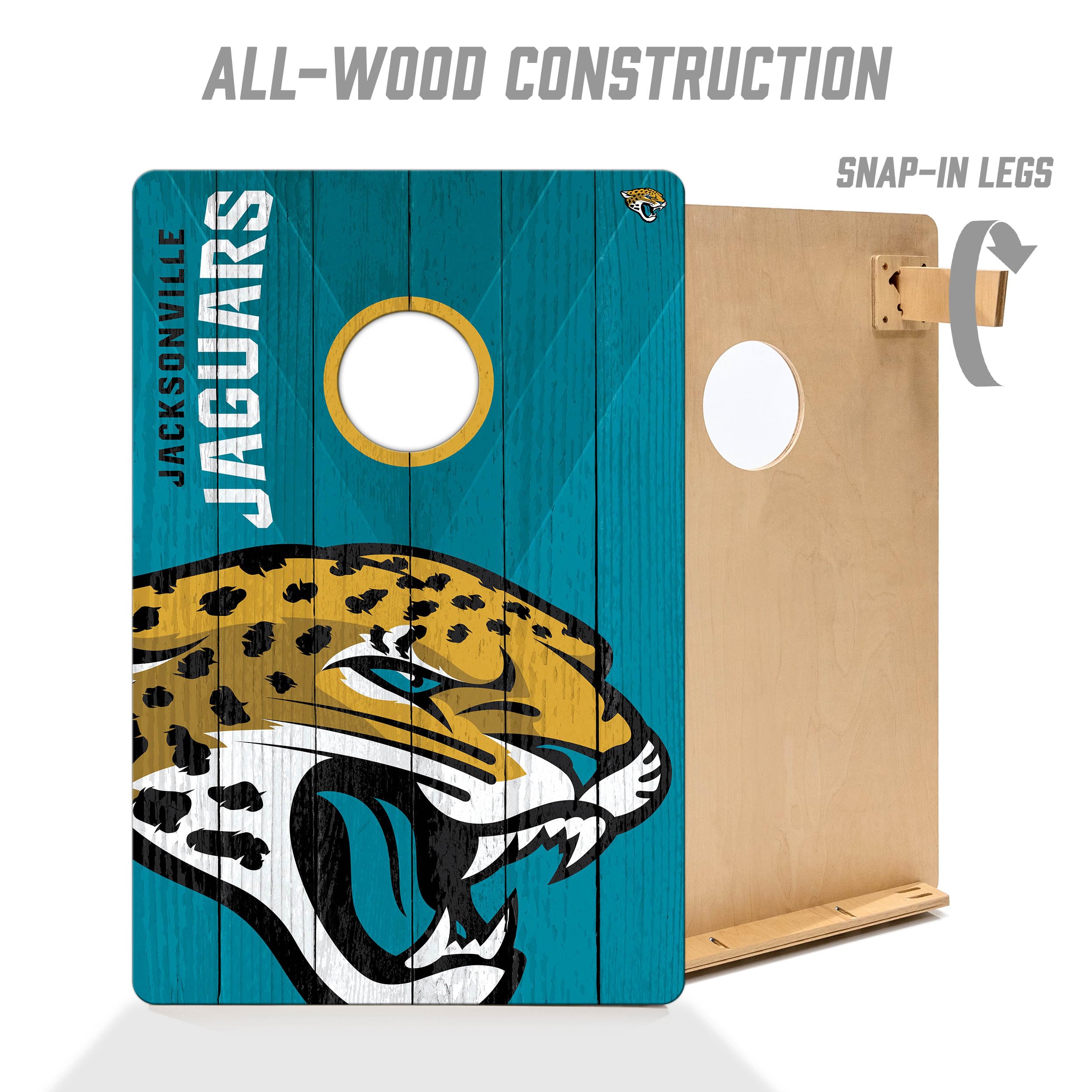 YouTheFan NFL Jacksonville Jaguars 2’ x 3’ Wood Cornhole Game with Logo Bags - Sports Collectibles, Sports Memorabilia, Sports Fan Shop, Sports Gifts