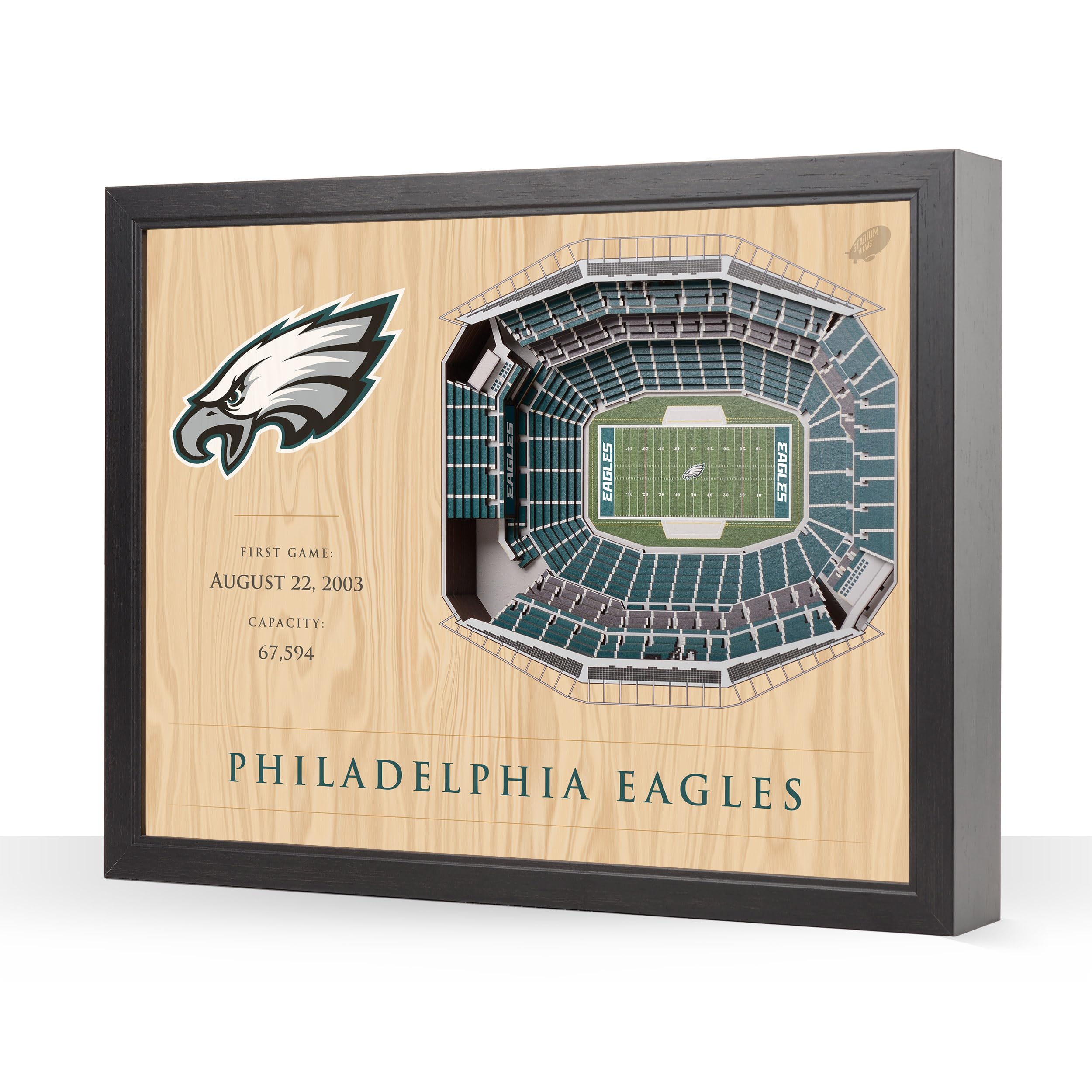 NFL Philadelphia Eagles 25-Layer StadiumView 3D Wall Art, YouTheFan, 22.20" x 22.20" - Sports Collectibles, Sports Memorabilia, Sports Fan Shop, Sports Gifts