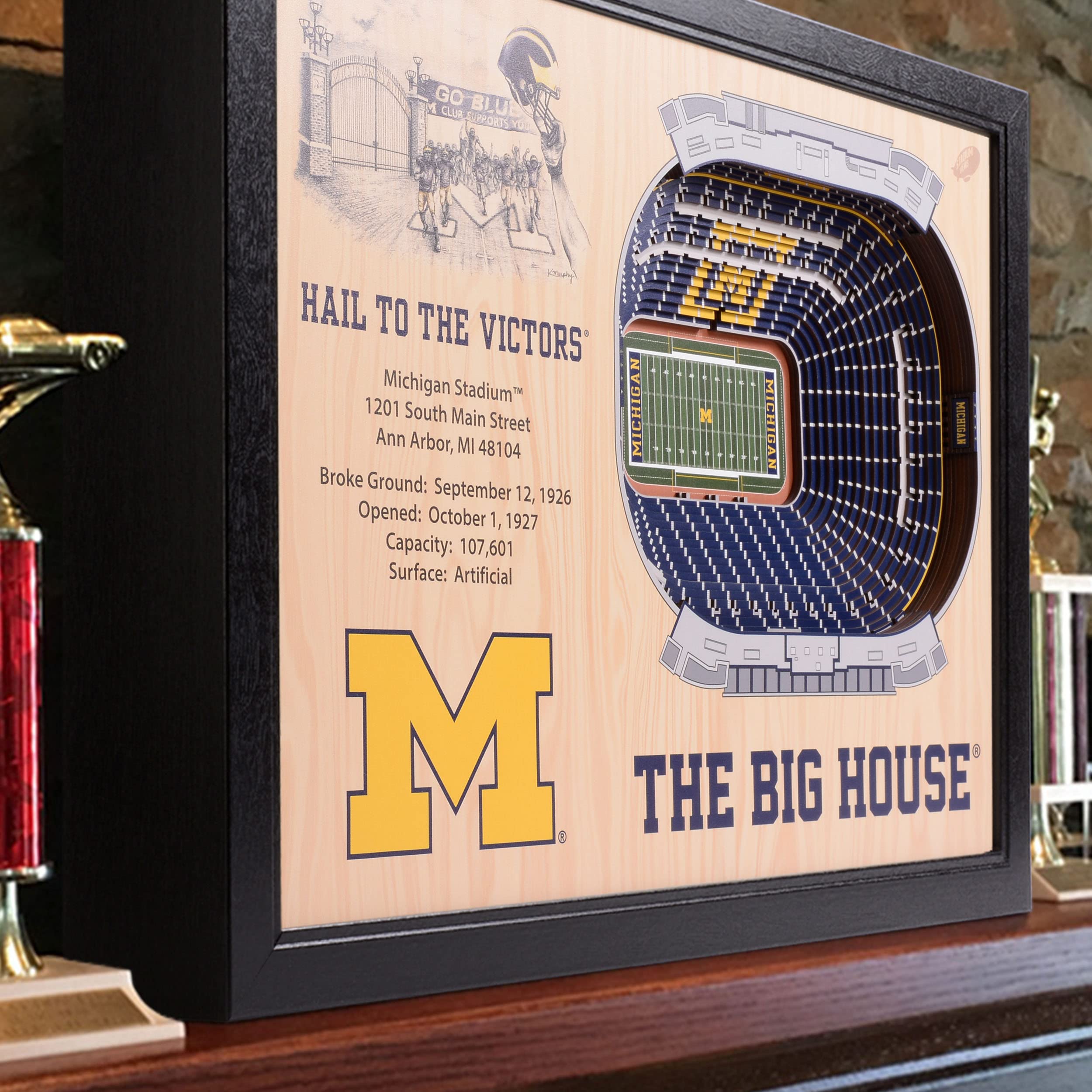 YouTheFan NCAA Michigan Wolverines 25-Layer StadiumViews 3D Wall Art - Michigan Stadium, 19.50" x 25.50" - Sports Collectibles, Sports Memorabilia, Sports Fan Shop, Sports Gifts