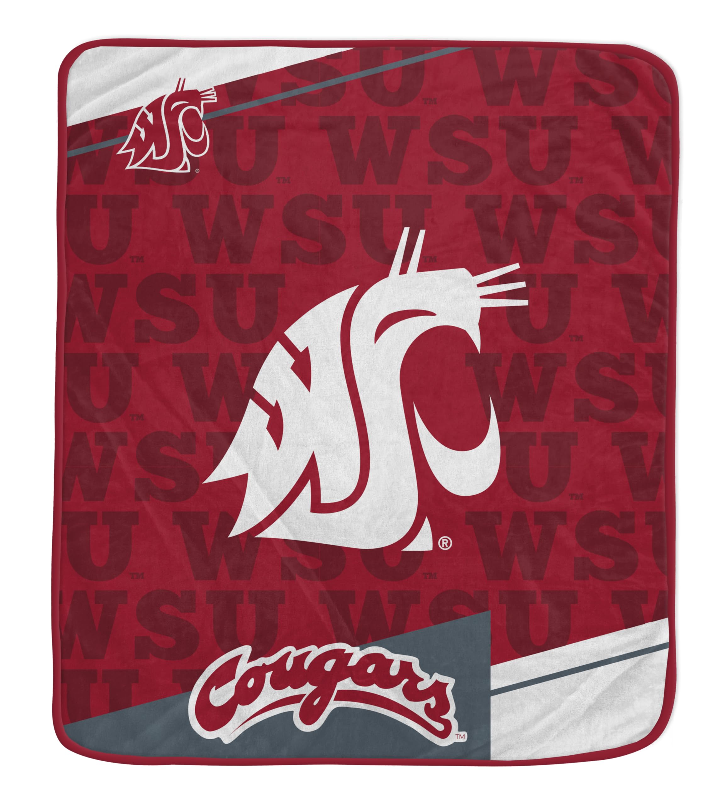 Pegasus Sports NCAA Washington State Cougars Diagonal Ghost Ultra Soft Blanket - Sports Gifts, Sports Memorabilia, Sports Collectibles, Fan Shop