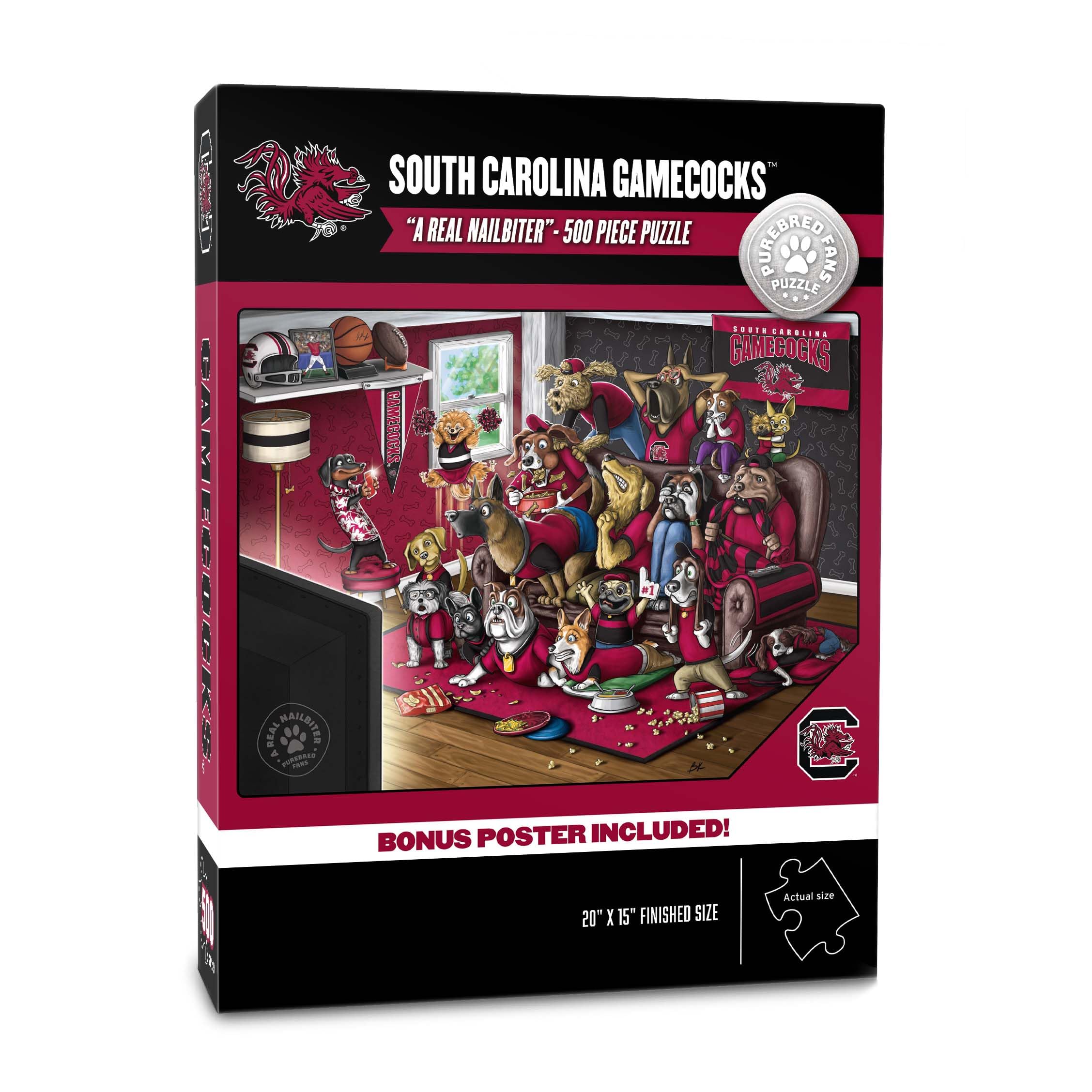 YouTheFan NCAA South Carolina Gamecocks Purebred Fans A Real Nailbiter 500pc Puzzle 15" x 20" - Sports Collectibles, Sports Memorabilia, Sports Fan Shop, Sports Gifts