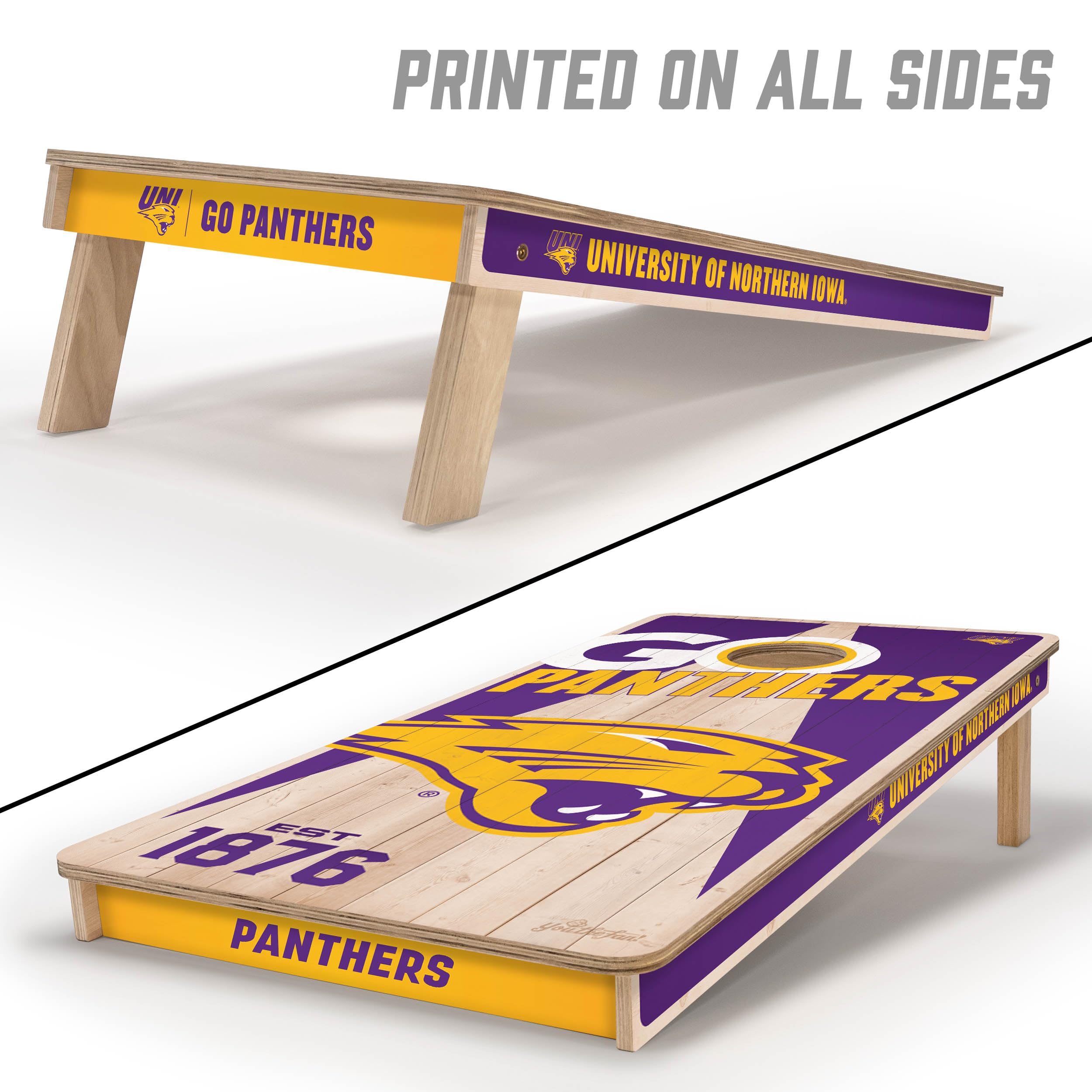 YouTheFan NCAA Northern Iowa Panthers 2’ x 4’ Professional Wood Cornhole Game with Logo Bags - Sports Collectibles, Sports Memorabilia, Sports Fan Shop, Sports Gifts