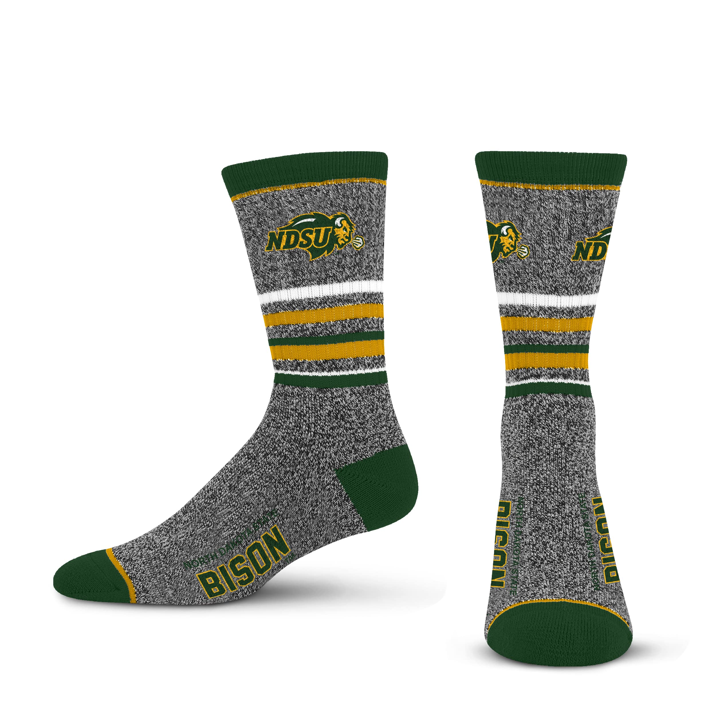 For Bare Feet Mens NCAA North Dakota State Bison 5 Star Crew Sock Marble Grey Large - Sports Gifts, Sports Memorabilia, Sports Collectibles, Fan Shop