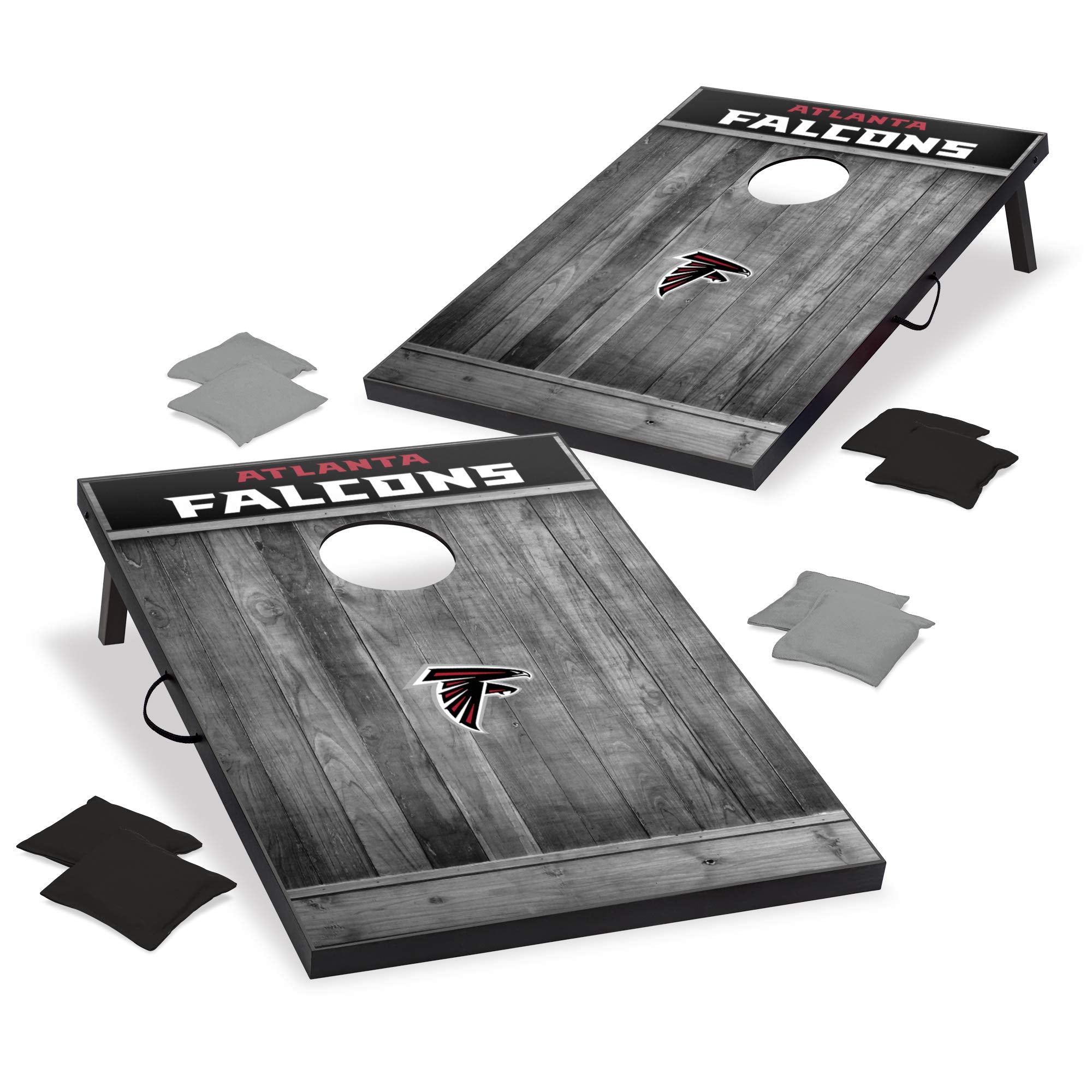 Wild Sports 2'x3' MDF Wood NFL Atlanta Falcons Cornhole Set - Grey Wood Design - Sports Collectibles, Sports Memorabilia, Sports Fan Shop, Sports Gifts