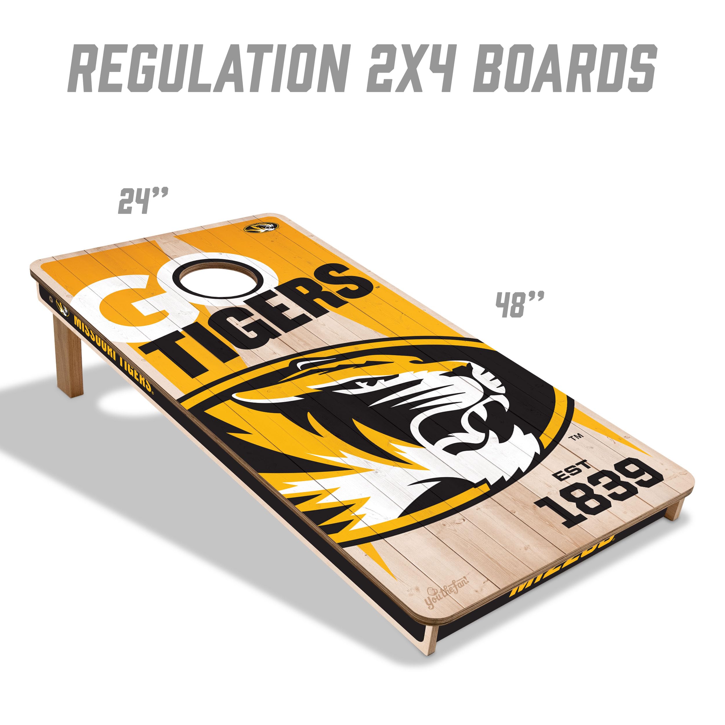 YouTheFan NCAA Missouri Tigers 2’ x 4’ Professional Wood Cornhole Game with Logo Bags - Sports Collectibles, Sports Memorabilia, Sports Fan Shop, Sports Gifts