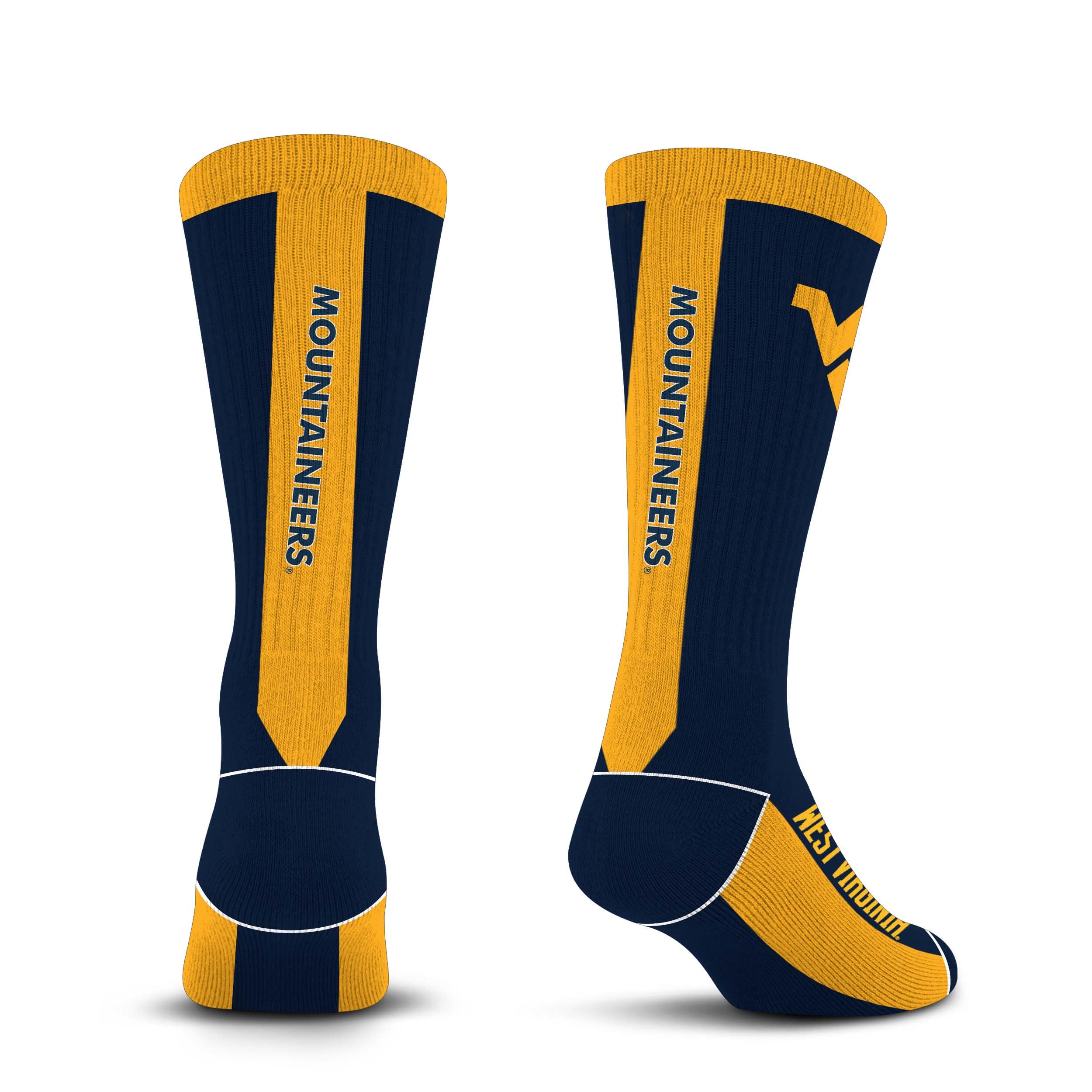 For Bare Feet NCAA WEST VIRGINIA MOUNTAINEERS MVP Crew Sock Team Color Large - Sports Gifts, Sports Memorabilia, Sports Collectibles, Fan Shop