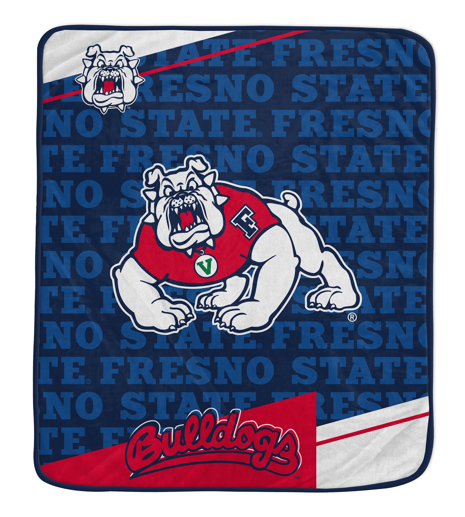 Pegasus Sports NCAA Fresno State Bulldogs Diagonal Ghost Ultra Soft Blanket - Sports Gifts, Sports Memorabilia, Sports Collectibles, Fan Shop