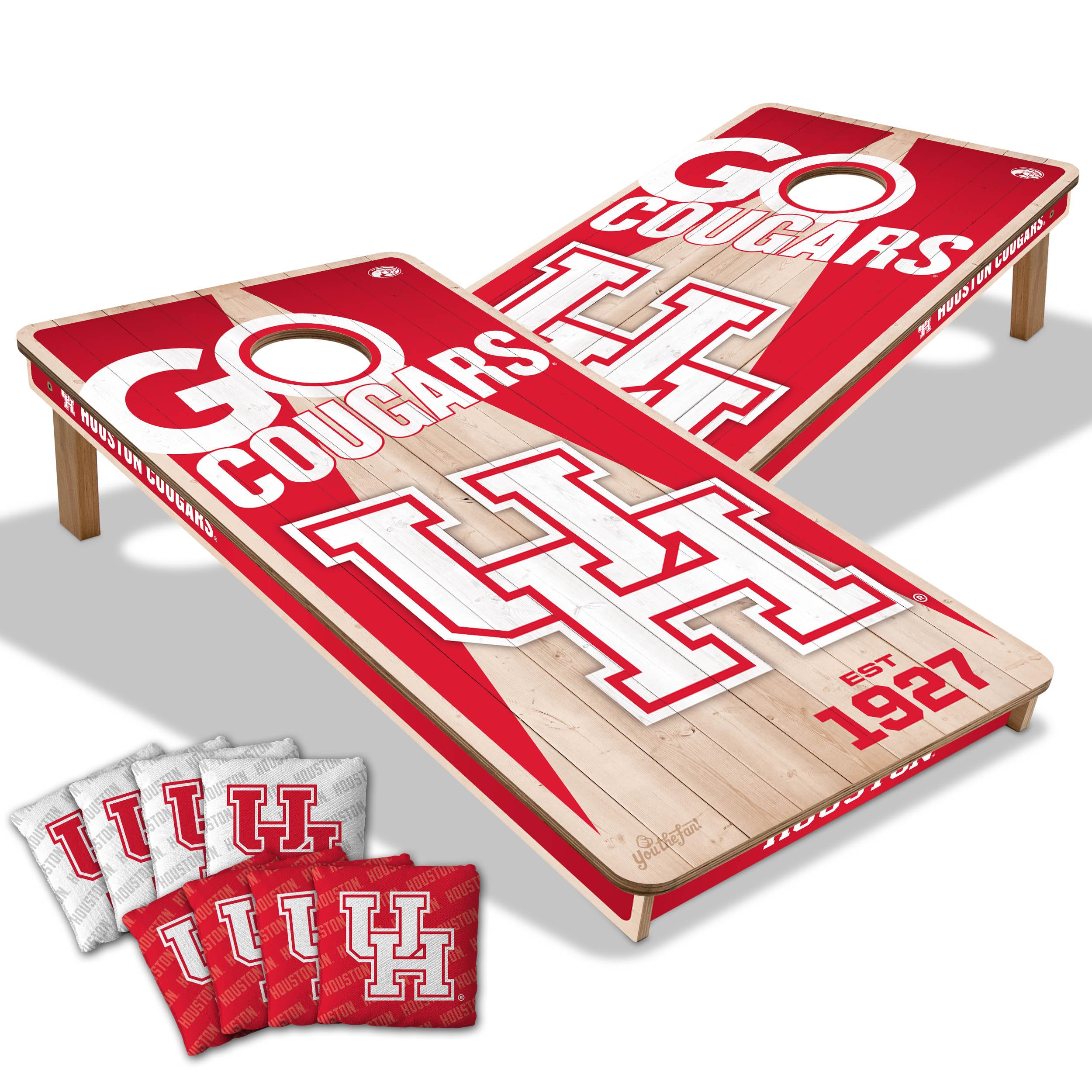 YouTheFan NCAA Houston Cougars 2’ x 4’ Professional Wood Cornhole Game with Logo Bags - Sports Collectibles, Sports Memorabilia, Sports Fan Shop, Sports Gifts