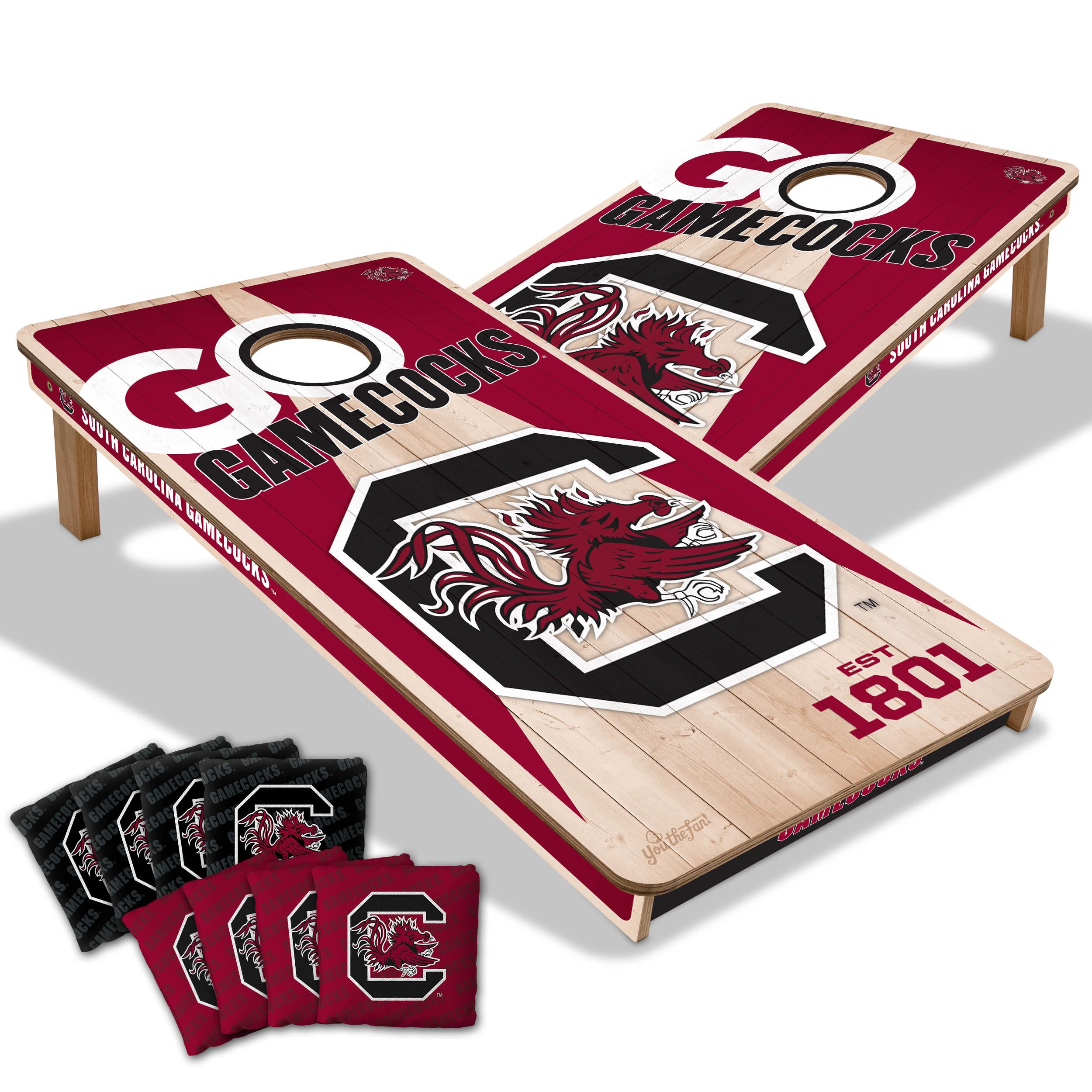 YouTheFan NCAA South Carolina Gamecocks 2’ x 4’ Professional Wood Cornhole Game with Logo Bags - Sports Collectibles, Sports Memorabilia, Sports Fan Shop, Sports Gifts