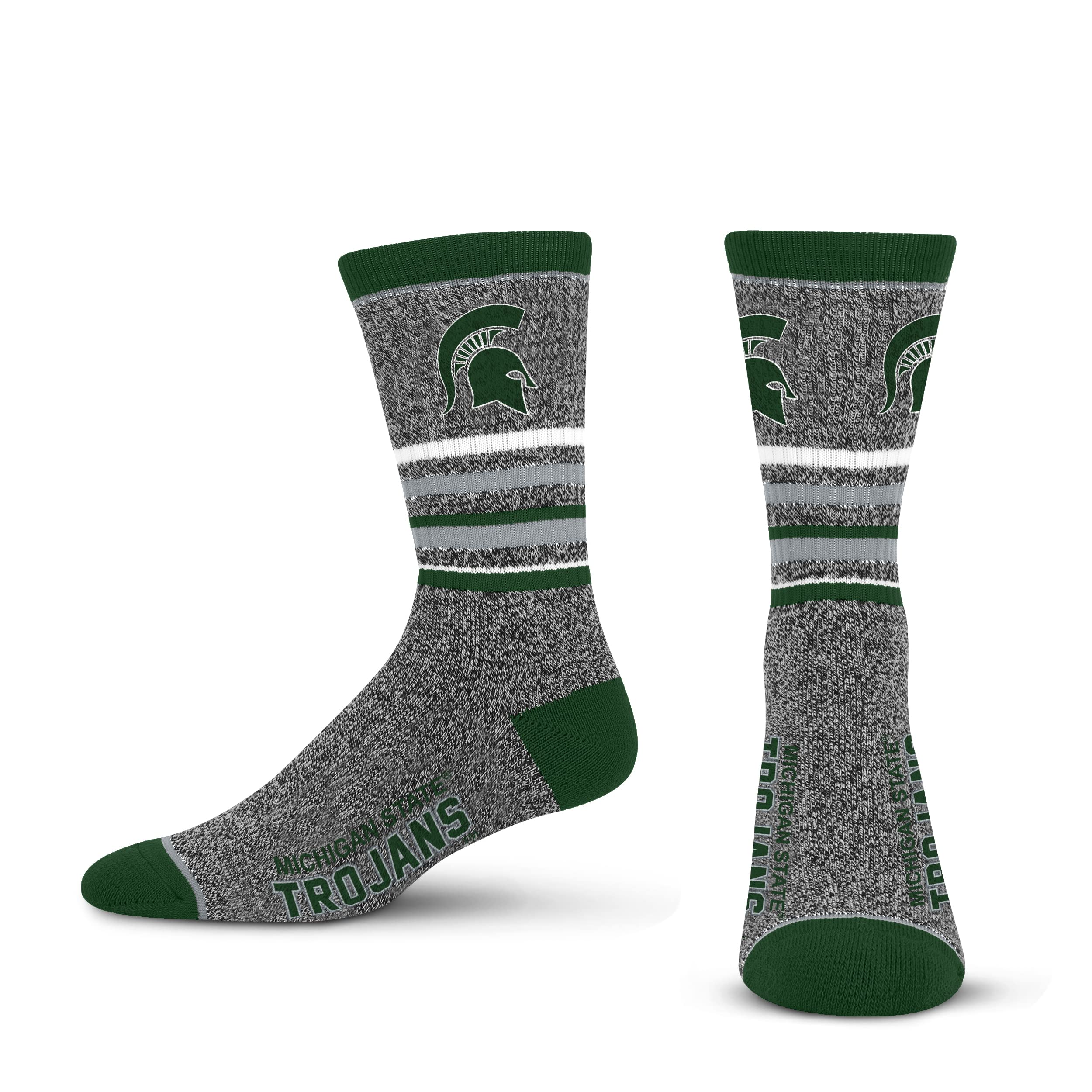 For Bare Feet Mens NCAA Michigan State Spartans 5 Star Crew Sock Marble Grey Large - Sports Gifts, Sports Memorabilia, Sports Collectibles, Fan Shop