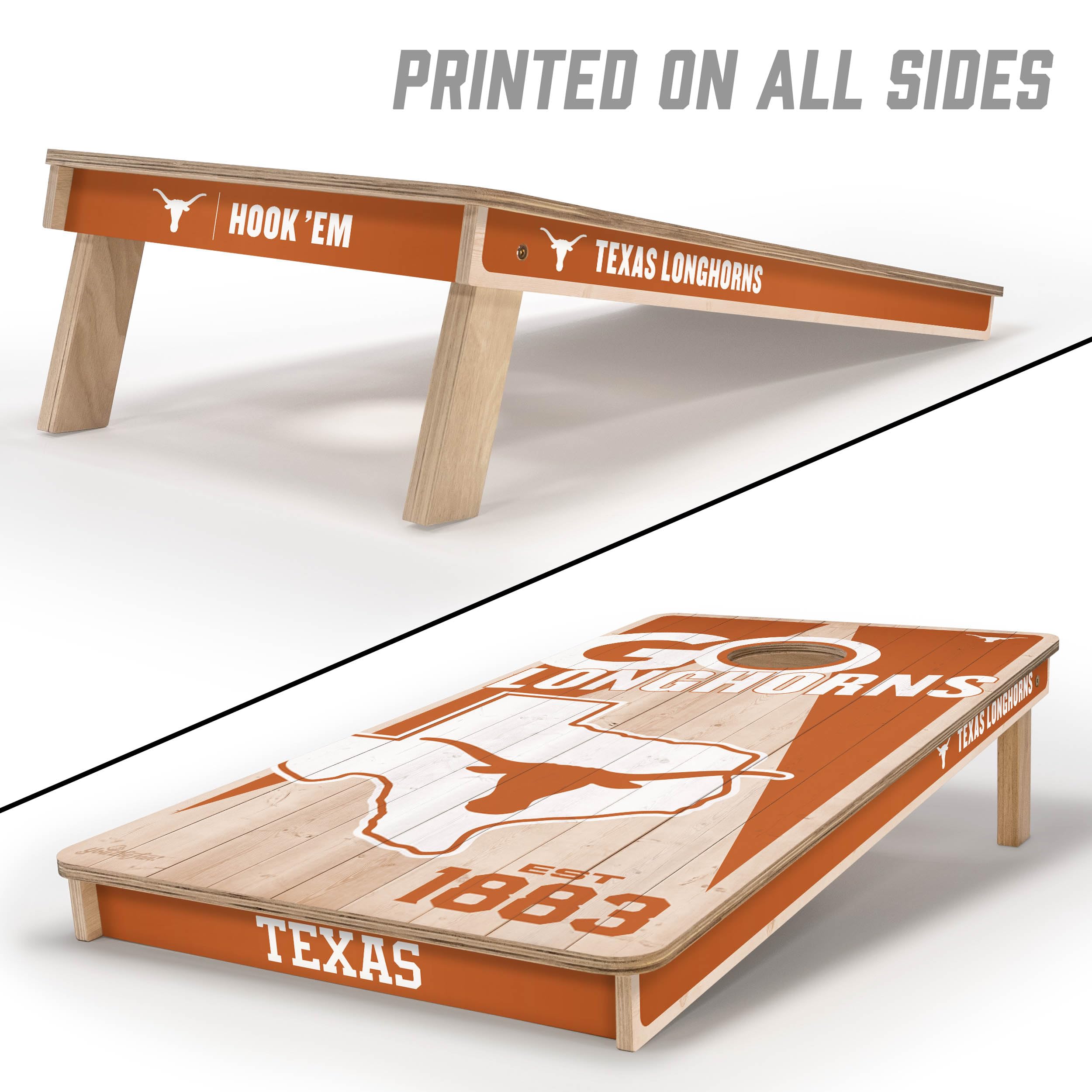 YouTheFan NCAA Texas Longhorns 2’ x 4’ Professional Wood Cornhole Game with Logo Bags - Sports Collectibles, Sports Memorabilia, Sports Fan Shop, Sports Gifts