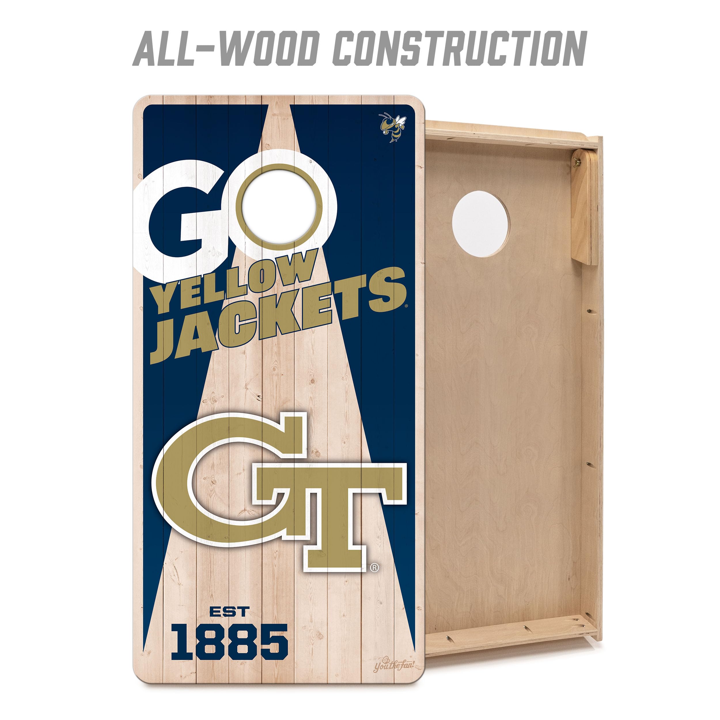 YouTheFan NCAA Georgia Tech Yellow Jackets 2’ x 4’ Professional Wood Cornhole Game with Logo Bags - Sports Collectibles, Sports Memorabilia, Sports Fan Shop, Sports Gifts