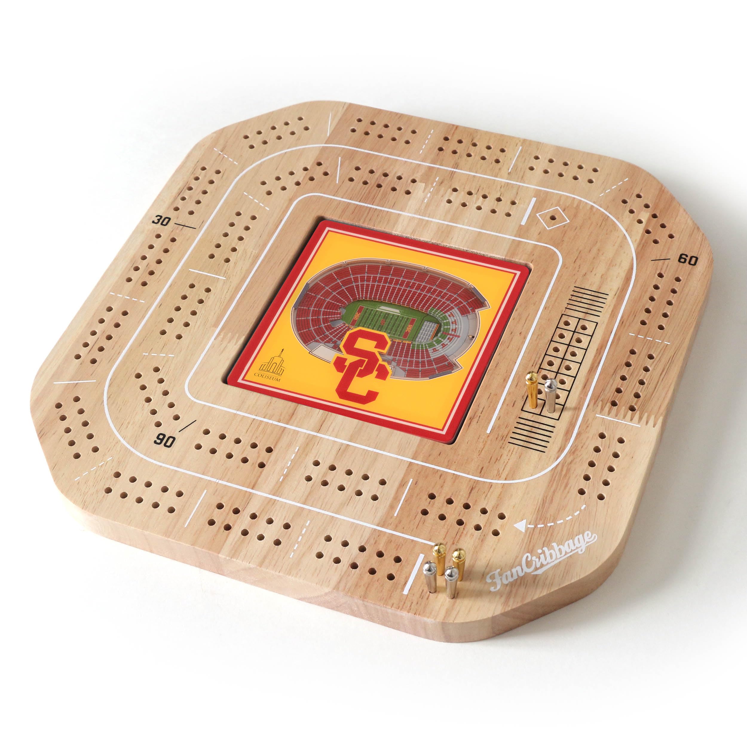 YouTheFan NCAA USC Trojans Licensed Fan Cribbage Wood Board Game - Sports Collectibles, Sports Memorabilia, Sports Fan Shop, Sports Gifts