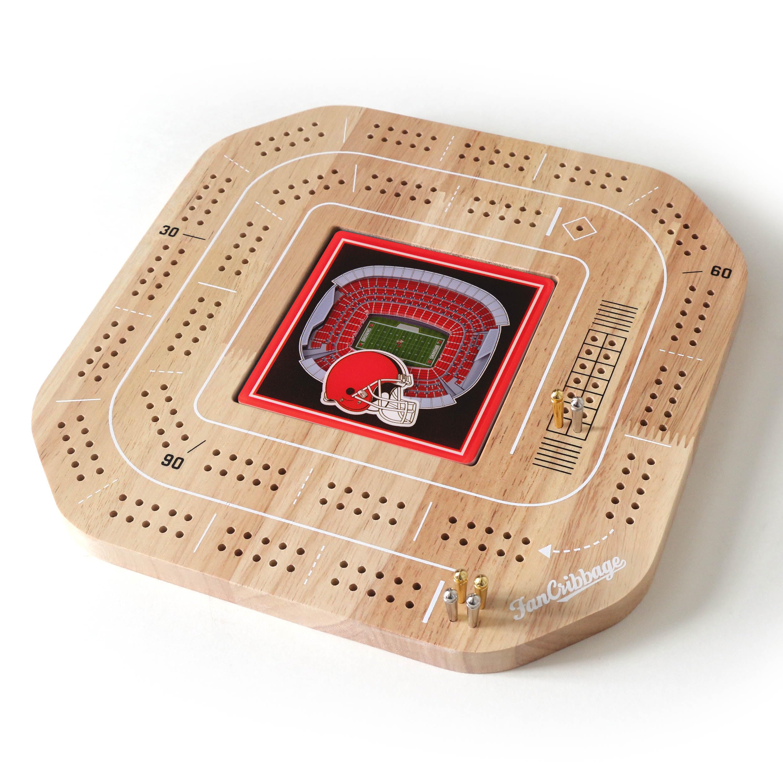 YouTheFan NFL Cleveland Browns Licensed Fan Cribbage Wood Board Game - Sports Collectibles, Sports Memorabilia, Sports Fan Shop, Sports Gifts