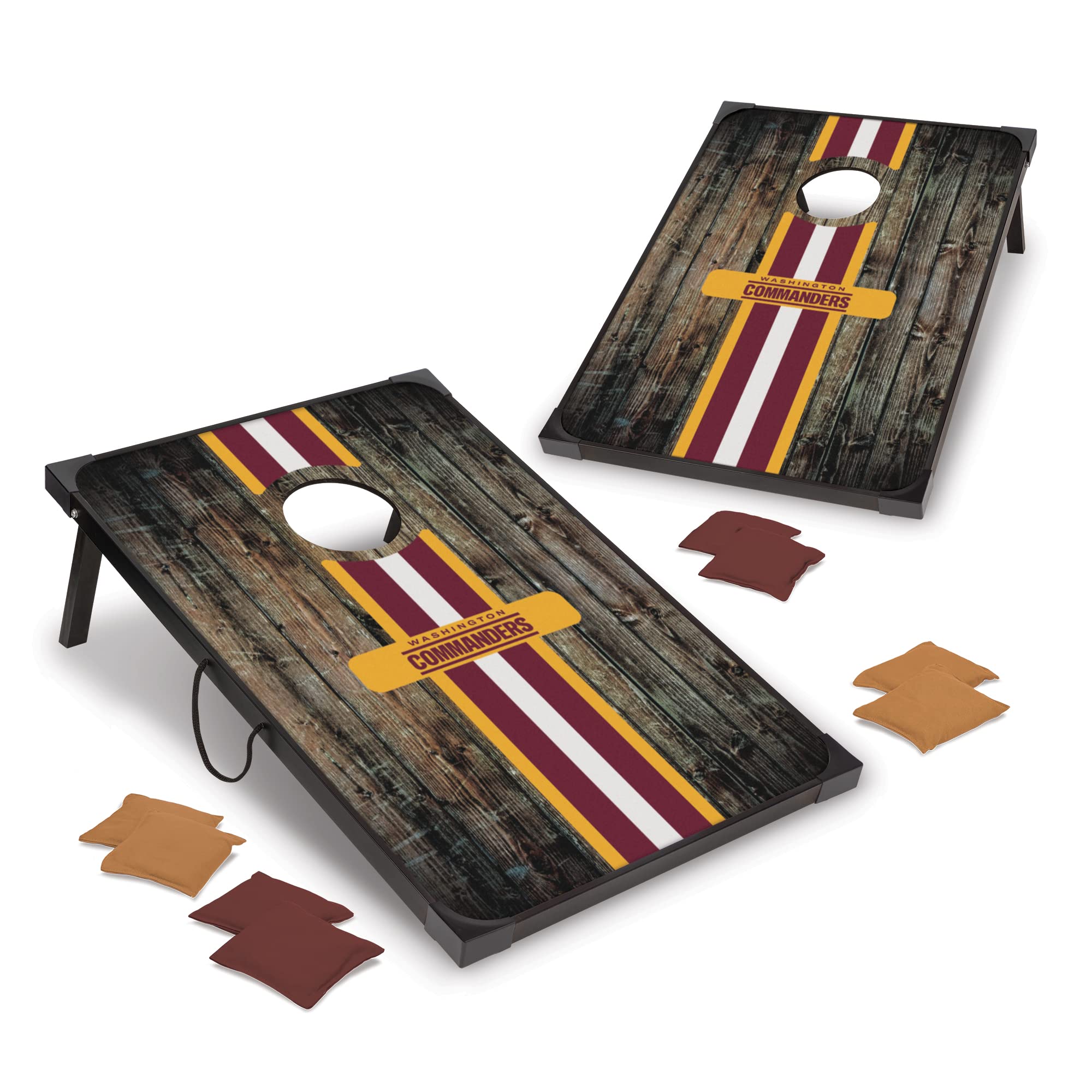 NFL Pro Football 2' x 3' MDF Wood Deluxe Cornhole Set by Wild Sports, Comes with 8 Bean Bags - Perfect for Tailgate, Outdoor, Backyard - Washington Commanders - Sports Collectibles, Sports Memorabilia, Sports Fan Shop, Sports Gifts