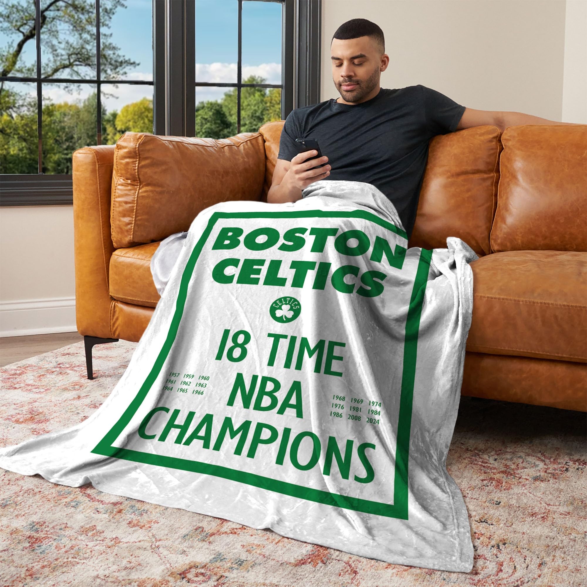 Northwest NBA Boston Celtics NBA Champions 2024 Silk Touch Throw Blanket, 50" x 60", Lucky - Sports Collectibles, Sports Memorabilia, Sports Fan Shop, Sports Gifts