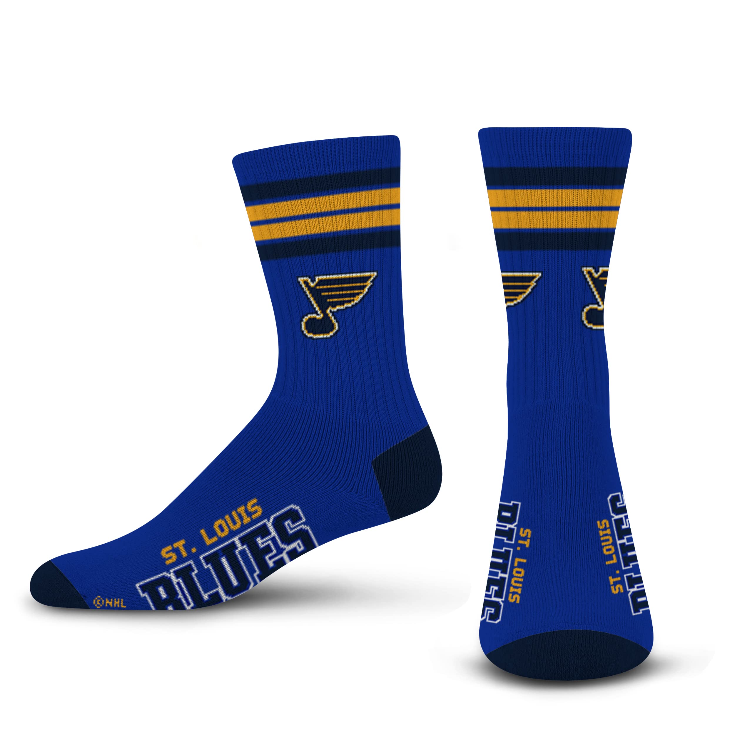 For Bare Feet NHL St. Louis Blues 4 Stripe Deuce Crew Sock Team Color MEDIUM - Sports Gifts, Sports Memorabilia, Sports Collectibles, Fan Shop