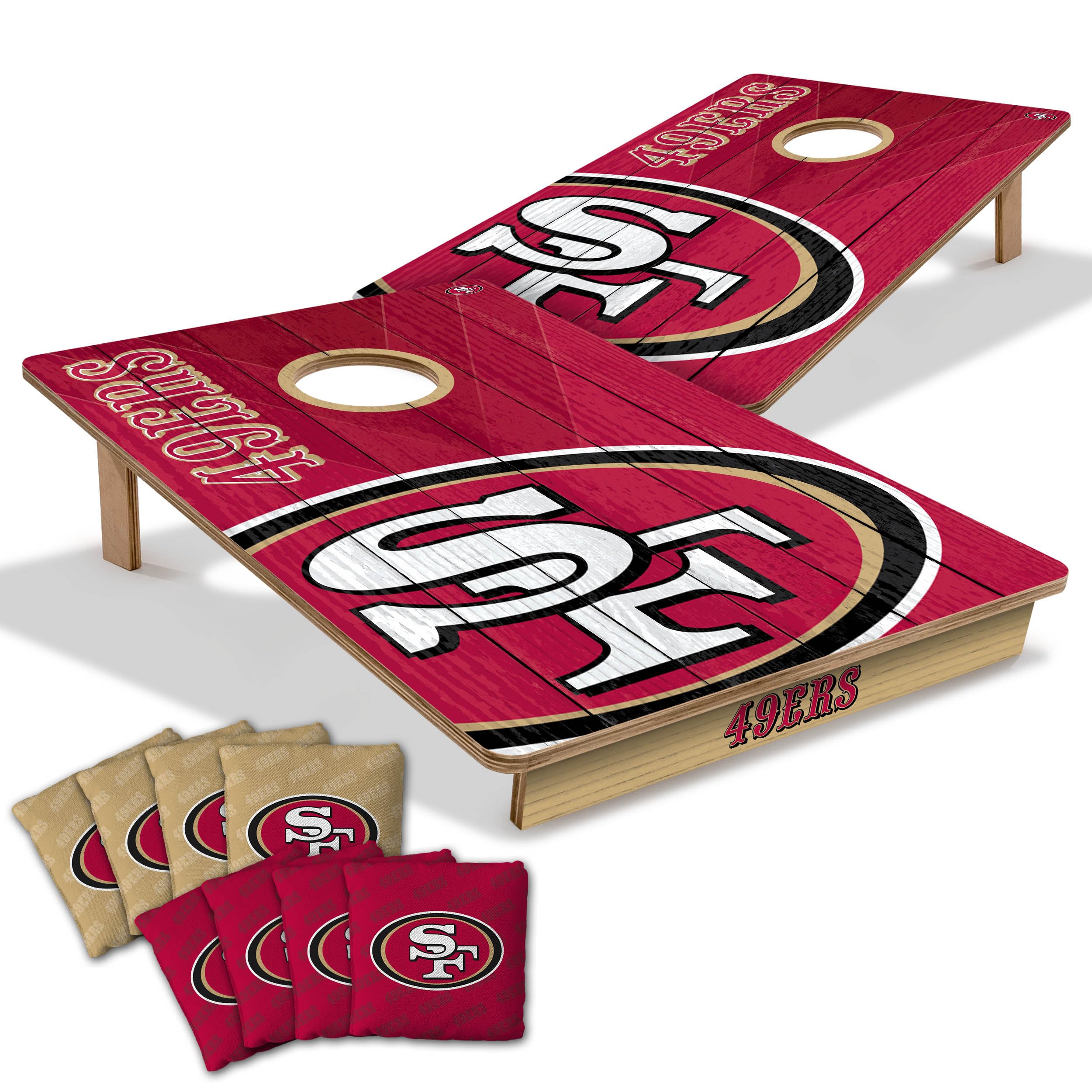 YouTheFan NFL San Francisco 49ers 2’ x 3’ Wood Cornhole Game with Logo Bags - Sports Collectibles, Sports Memorabilia, Sports Fan Shop, Sports Gifts