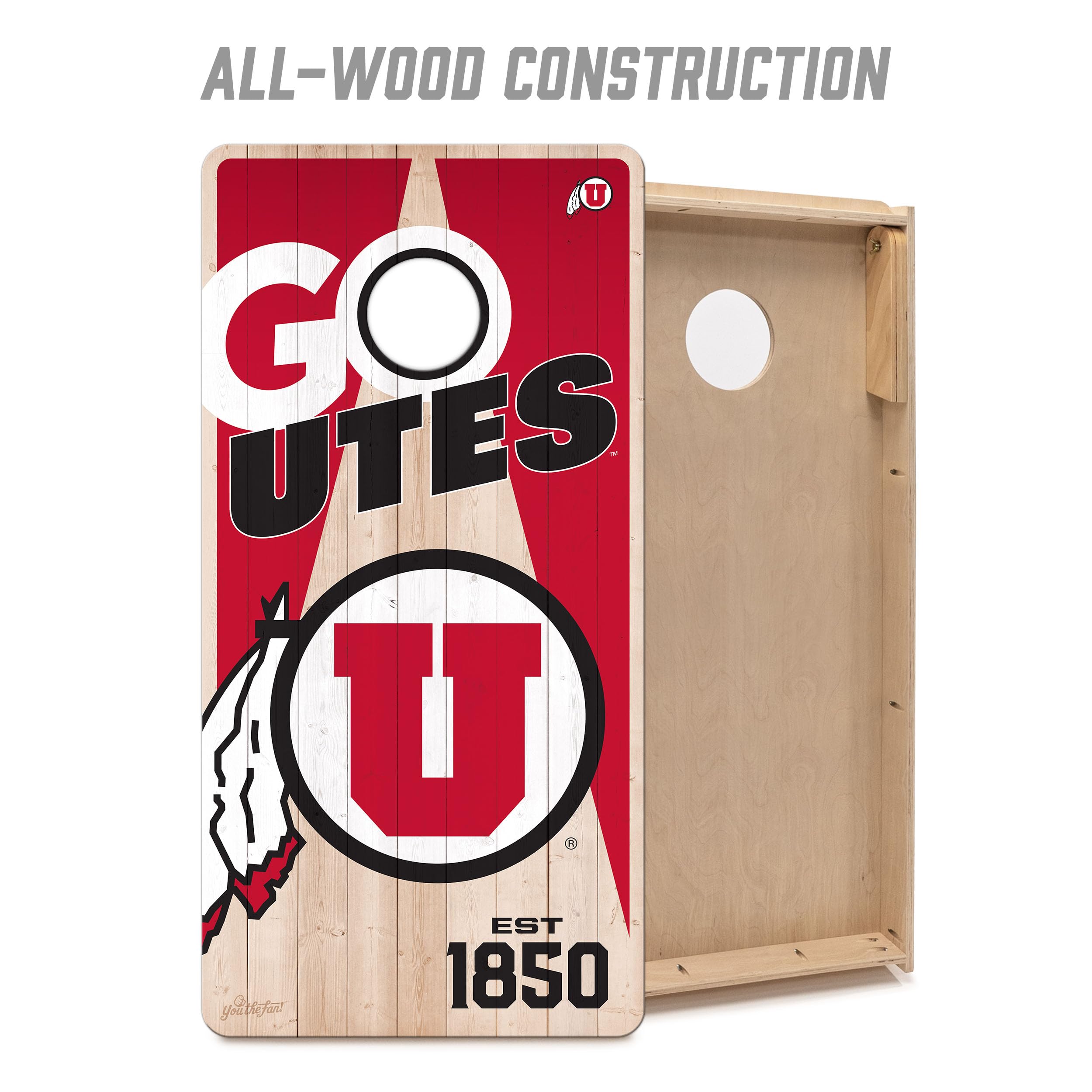 YouTheFan NCAA Utah Utes 2’ x 4’ Professional Wood Cornhole Game with Logo Bags - Sports Collectibles, Sports Memorabilia, Sports Fan Shop, Sports Gifts