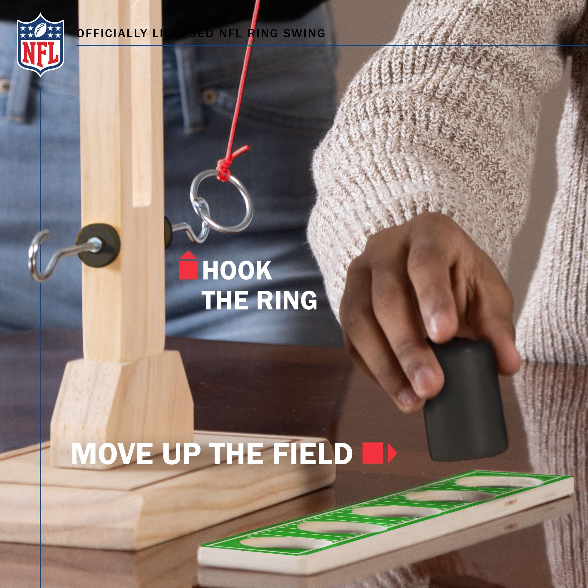 Wild Sports NFL Tampa Bay Buccaneers Wooden Ring Swing Battle - Head-to-Head Ring Toss Hook & Ring Game for NFL Fans - Sports Collectibles, Sports Memorabilia, Sports Fan Shop, Sports Gifts