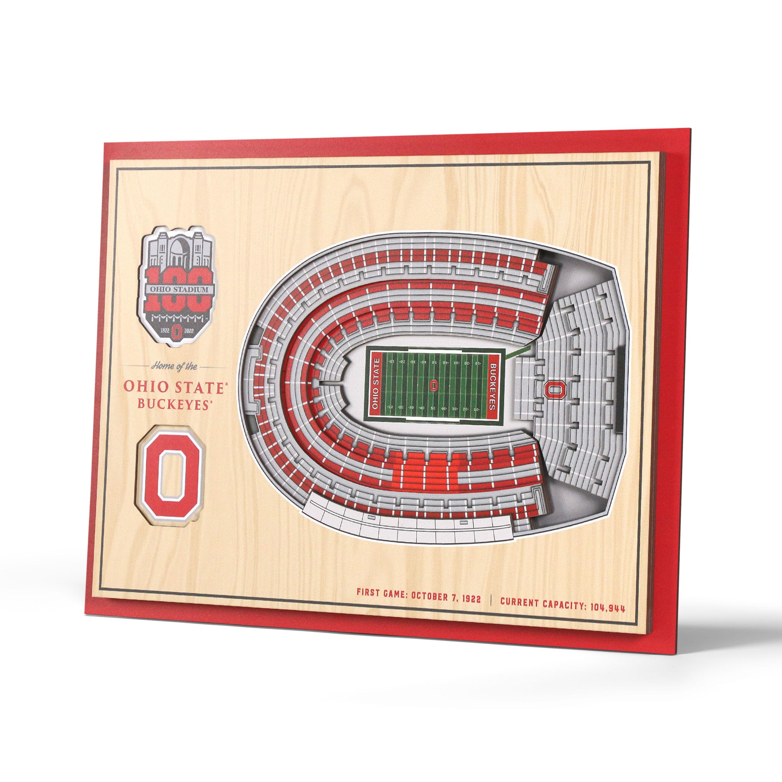 YouTheFan NCAA Ohio State Buckeyes 100th 5-Layer StadiumView 3D Wall Art - Ohio Stadium - Sports Collectibles, Sports Memorabilia, Sports Fan Shop, Sports Gifts