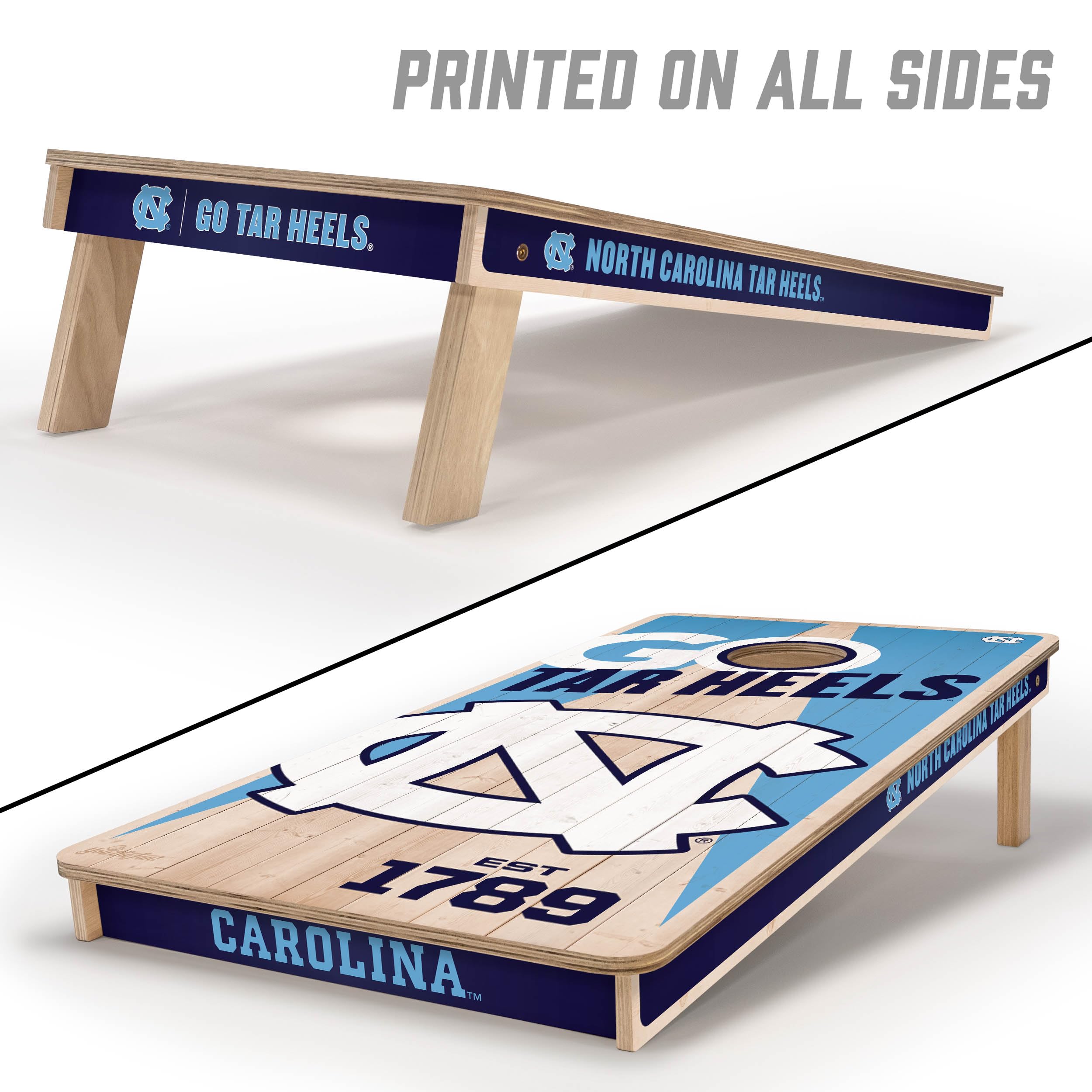YouTheFan NCAA North Carolina Tar Heels 2’ x 4’ Professional Wood Cornhole Game with Logo Bags - Sports Collectibles, Sports Memorabilia, Sports Fan Shop, Sports Gifts