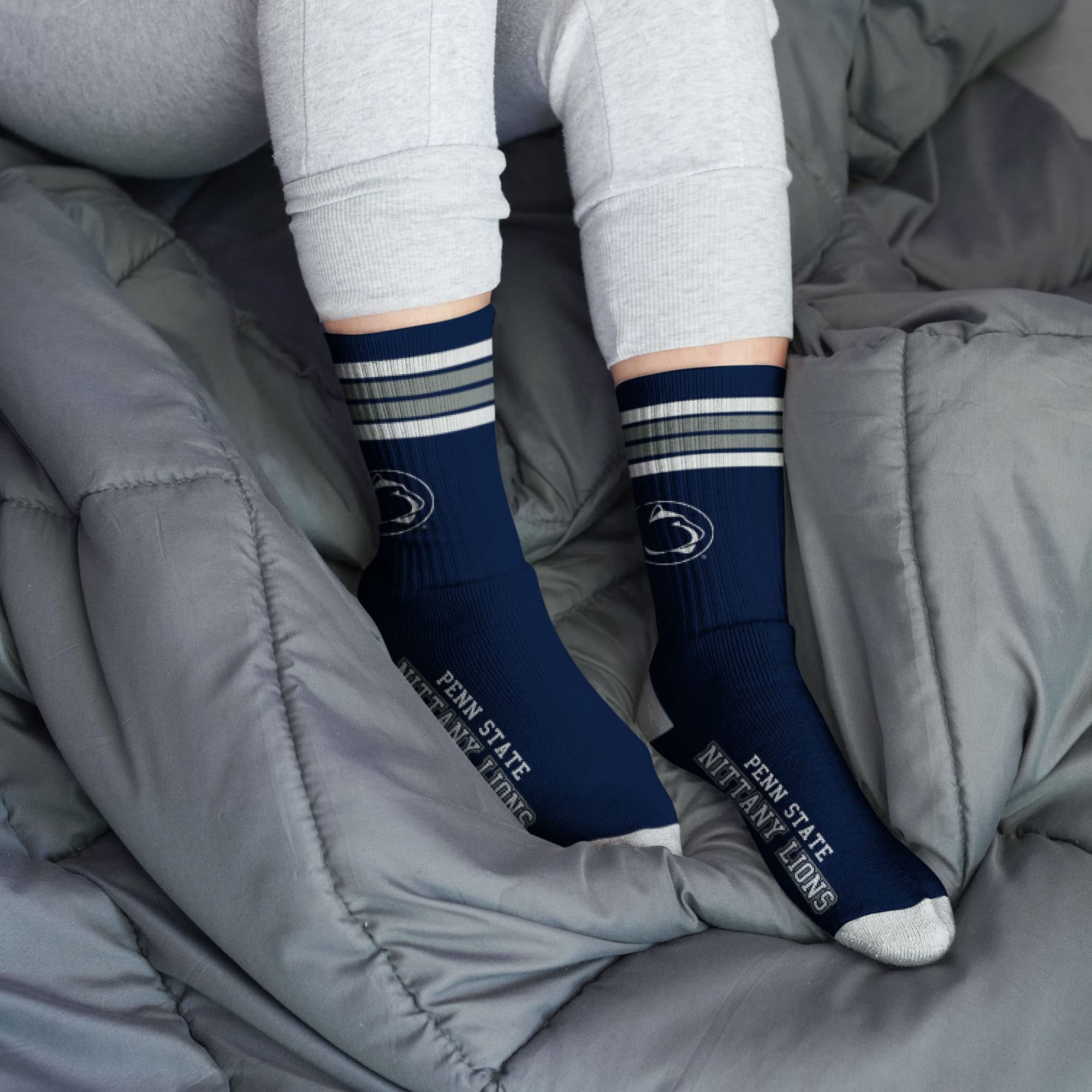 For Bare Feet Mens NCAA 4 Stripe Deuce Crew Socks,Penn State Nittany Lions,Large (10-13) - Sports Gifts, Sports Memorabilia, Sports Collectibles, Fan Shop