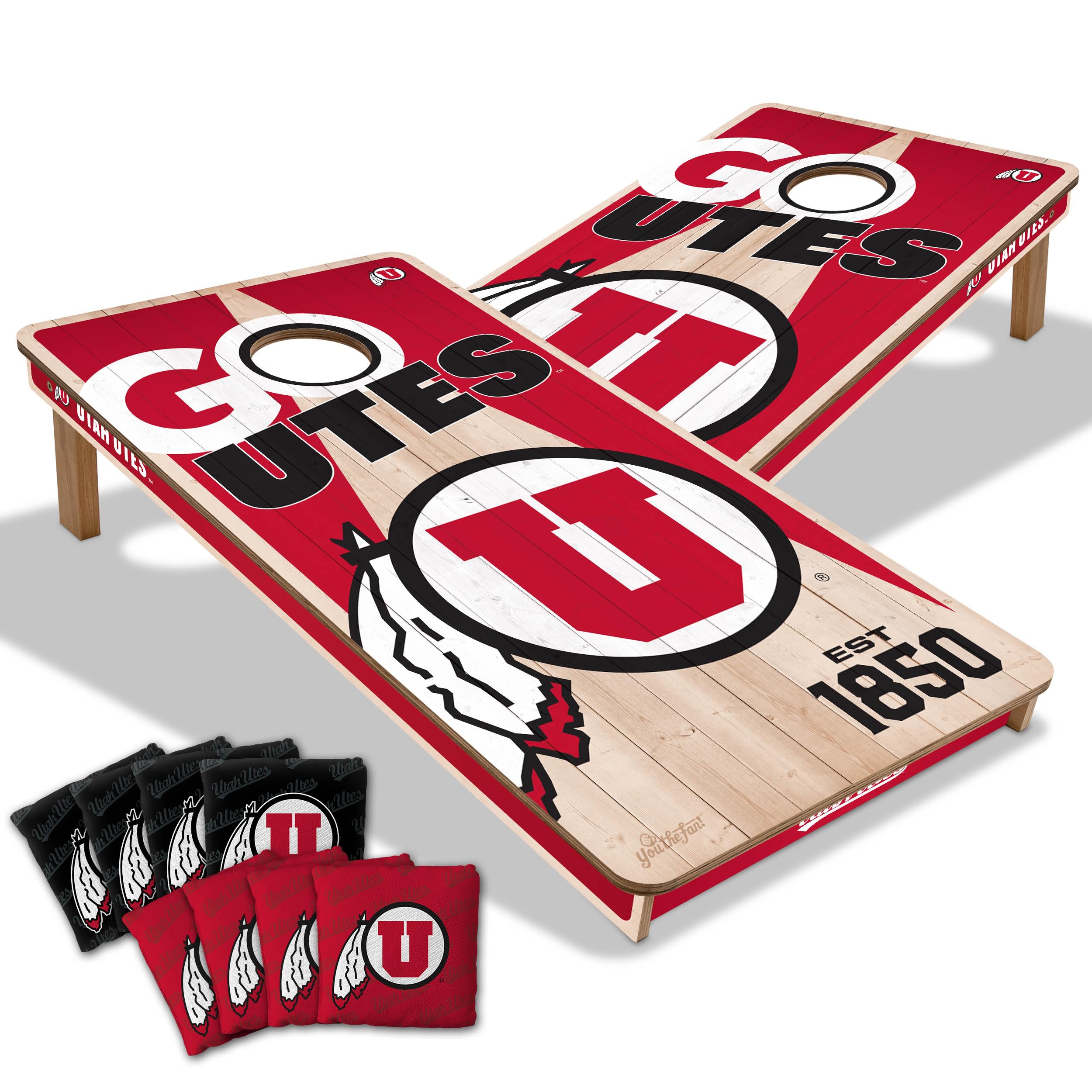 YouTheFan NCAA Utah Utes 2’ x 4’ Professional Wood Cornhole Game with Logo Bags - Sports Collectibles, Sports Memorabilia, Sports Fan Shop, Sports Gifts