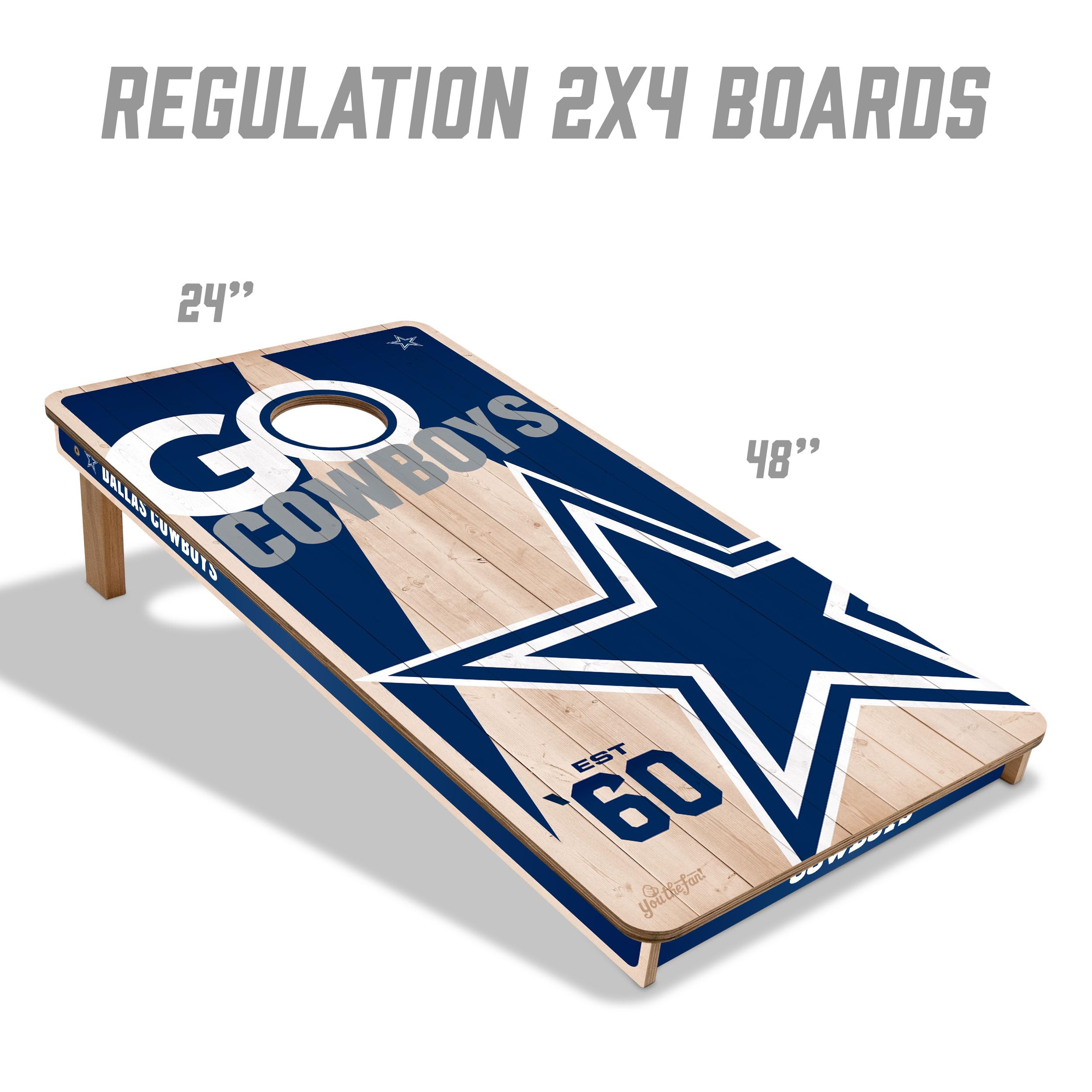 YouTheFan NFL Dallas Cowboys 2’ x 4’ Professional Wood Cornhole Game with Logo Bags - Sports Collectibles, Sports Memorabilia, Sports Fan Shop, Sports Gifts