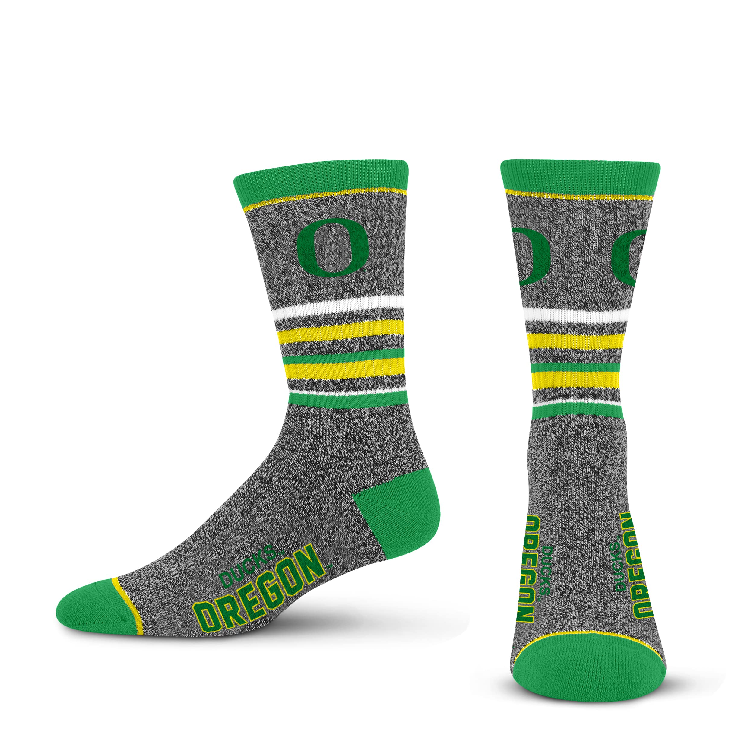 For Bare Feet Mens NCAA Oregon Ducks 5 Star Crew Sock Marble Grey Large - Sports Gifts, Sports Memorabilia, Sports Collectibles, Fan Shop