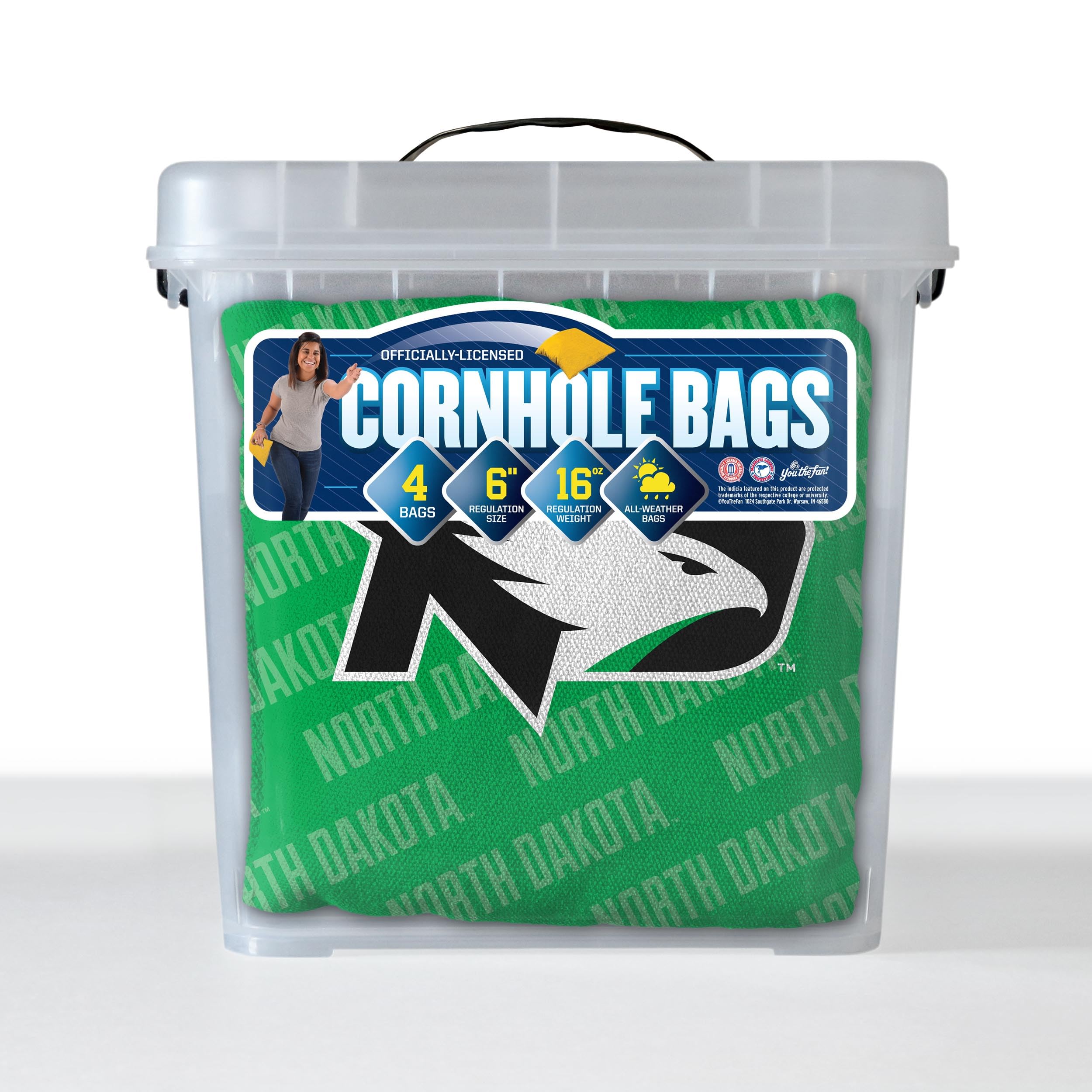 YouTheFan NCAA North Dakota Fighting Hawk Cornhole Bags - 4PK - Green - Sports Collectibles, Sports Memorabilia, Sports Fan Shop, Sports Gifts