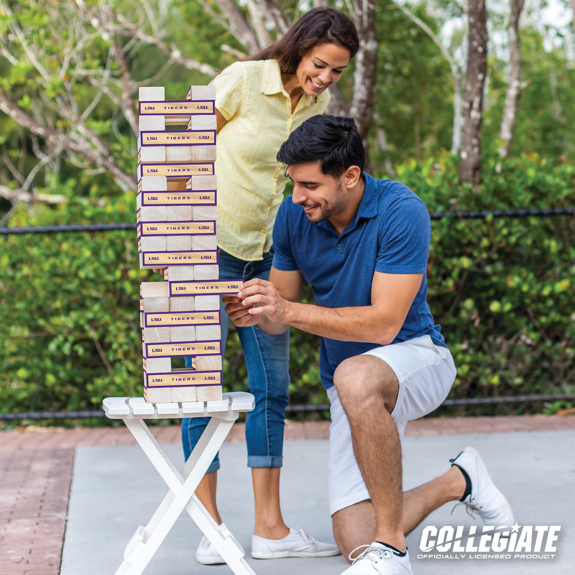 Wild Sports NCAA LSU Tigers Giant Stacking Wooden Blocks – Tumbling Tower Classic Family Game Stacks Over 5 ft. High – Great Gift for Any College Football Fan! - Sports Collectibles, Sports Memorabilia, Sports Fan Shop, Sports Gifts