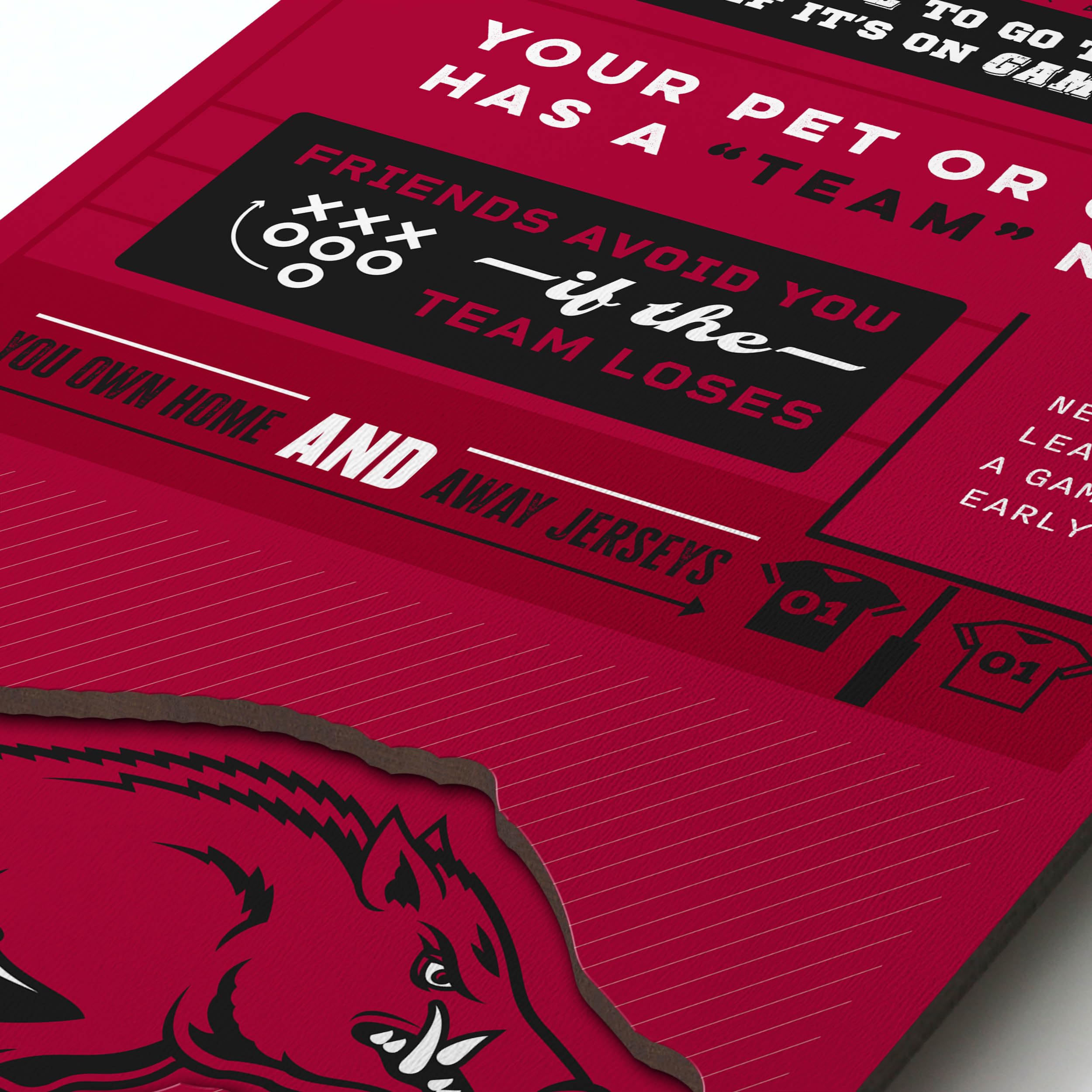 YouTheFan Officially-licensed NCAA Arkansas Razorbacks 6x19 Top 10 Signs Banner - humorous descriptions - fun sports fan phrases, original design, indoor team wall decor fan gift - Sports Collectibles, Sports Memorabilia, Sports Fan Shop, Sports Gifts