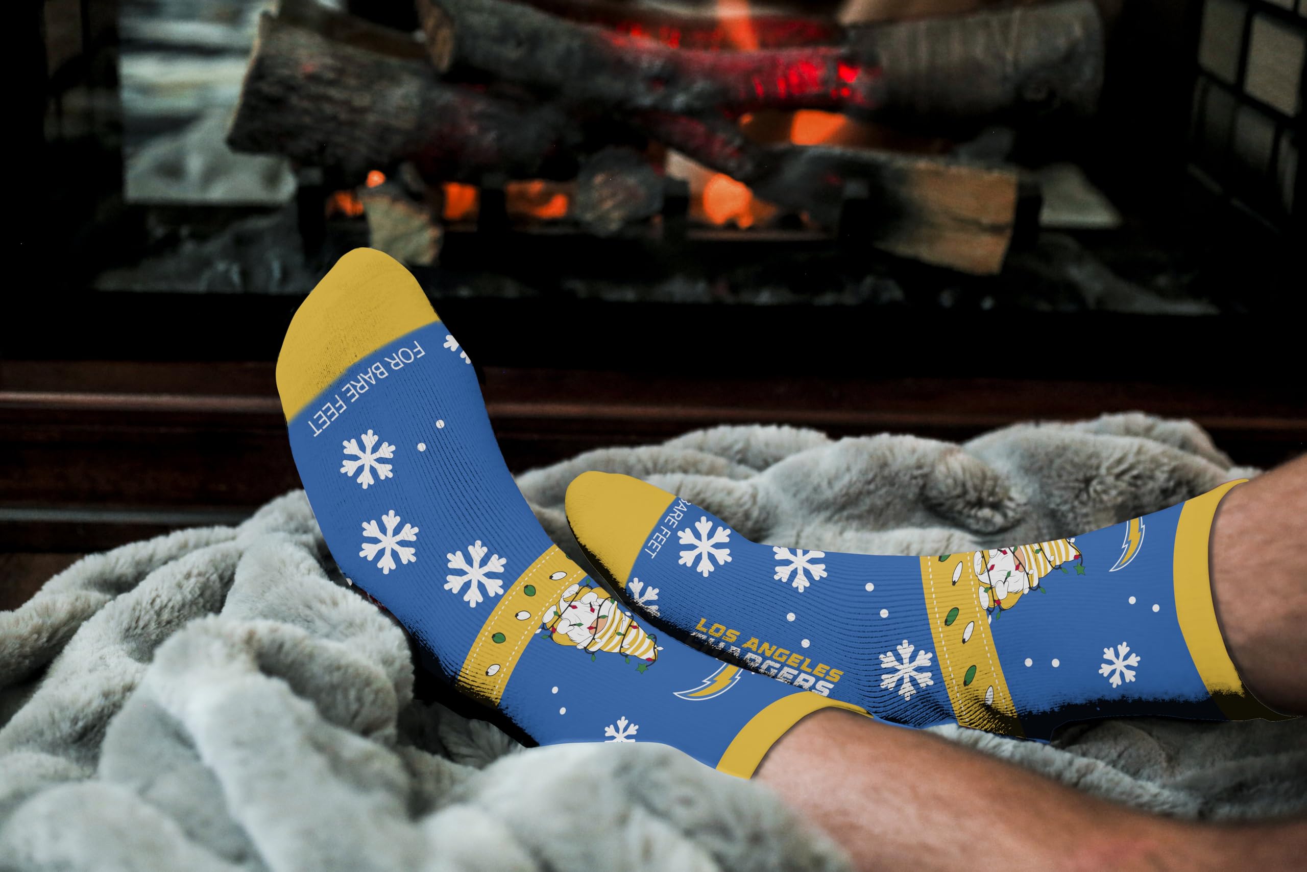 For Bare Feet NFL LOS ANGELES CHARGERS Holiday Sweater Gnome Team Colors Large - Sports Gifts, Sports Memorabilia, Sports Collectibles, Fan Shop