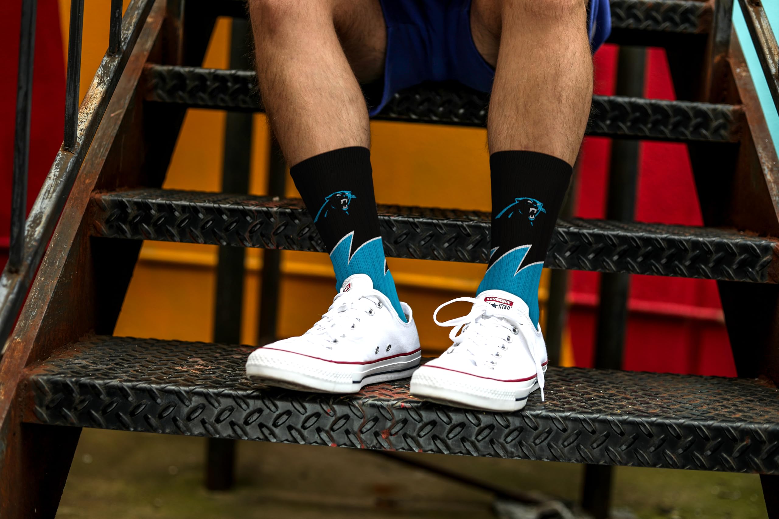 For Bare Feet NFL CAROLINA PANTHERS Black Wave Crew Sock Team Color YOUTH - Sports Gifts, Sports Memorabilia, Sports Collectibles, Fan Shop