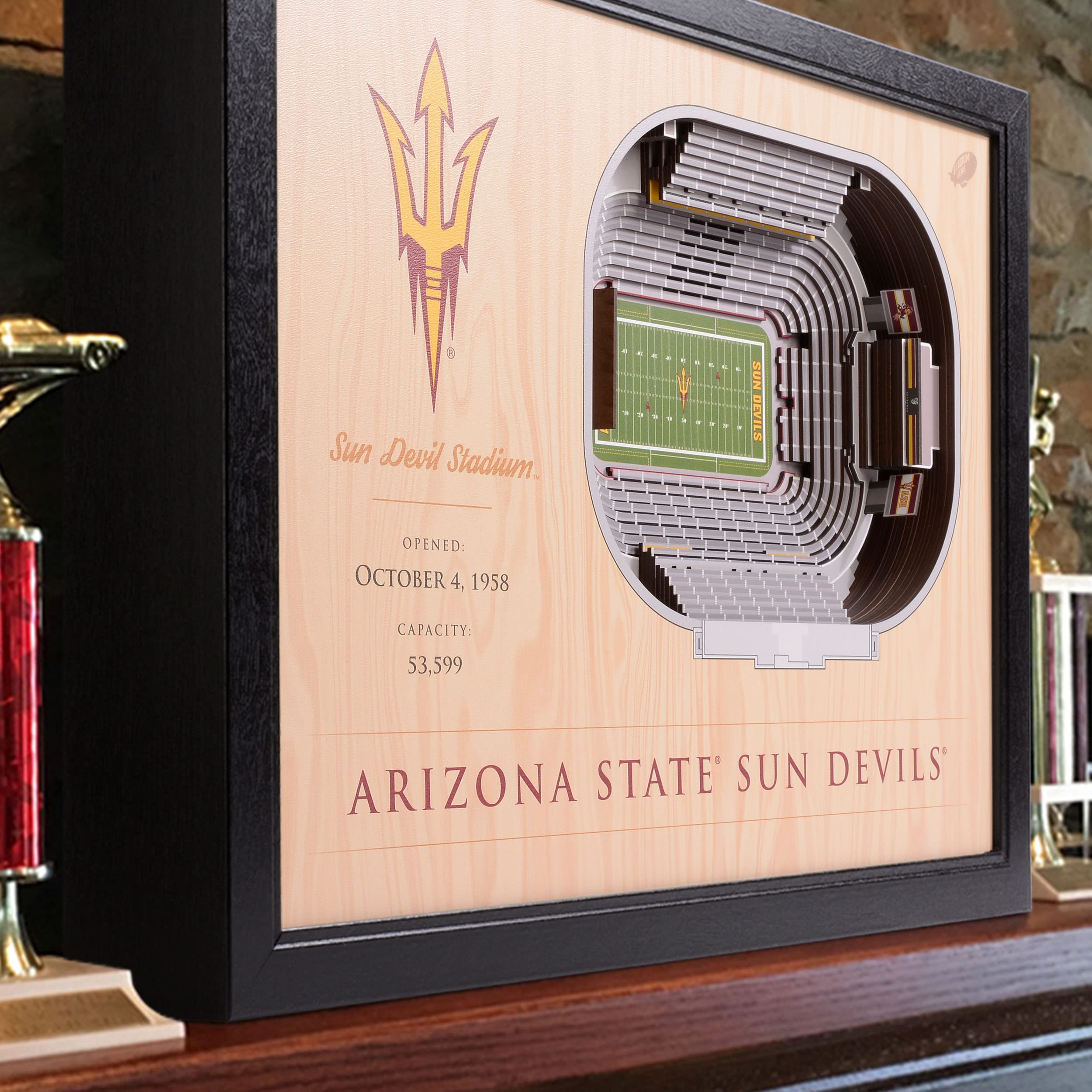 YouTheFan NCAA Arizona State Sun Devils 25-Layer StadiumViews 3D Wall Art - Sun Devil Stadium - Sports Collectibles, Sports Memorabilia, Sports Fan Shop, Sports Gifts