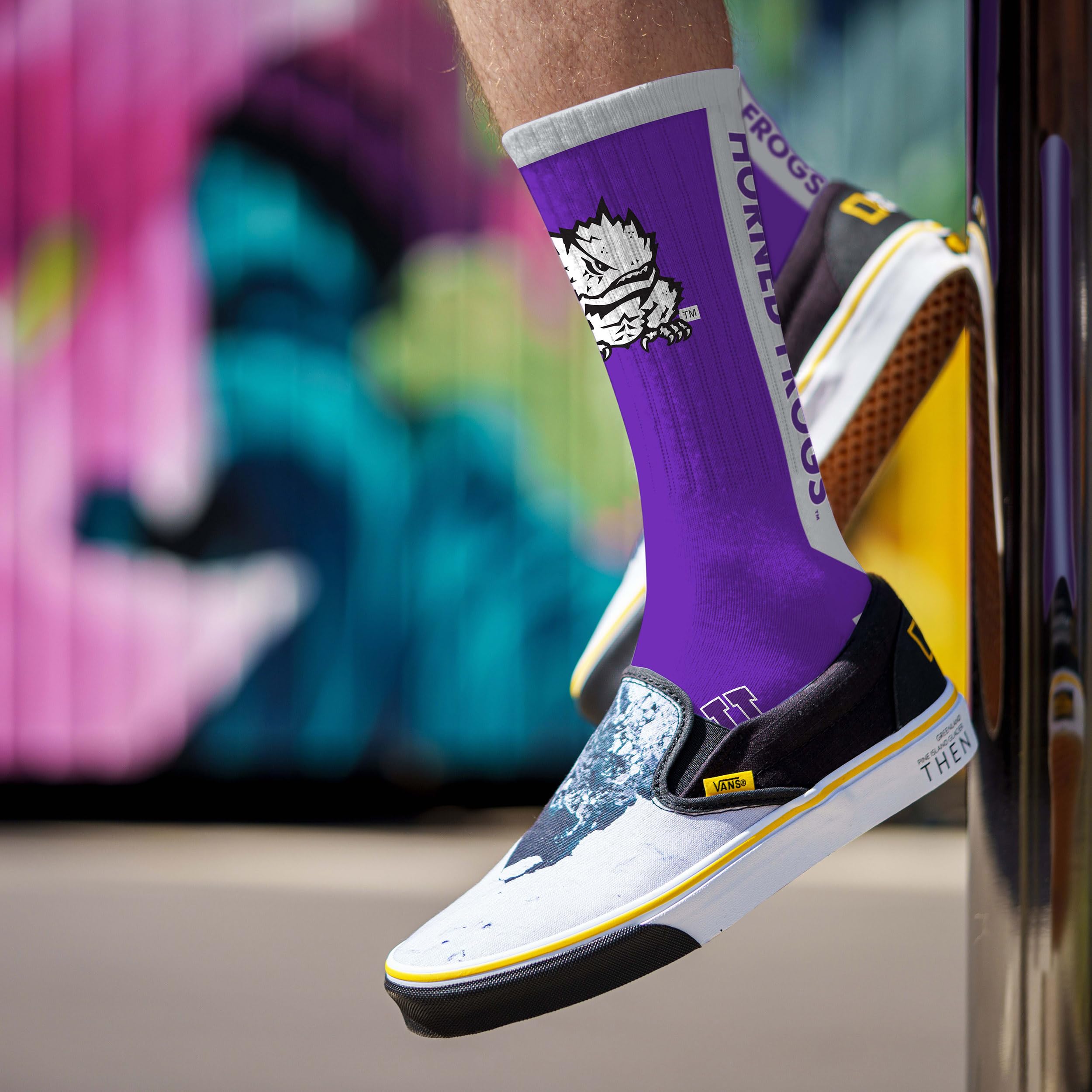 For Bare Feet NCAA TCU HORNED FROGS MVP Crew Sock Team Color Large - Sports Gifts, Sports Memorabilia, Sports Collectibles, Fan Shop