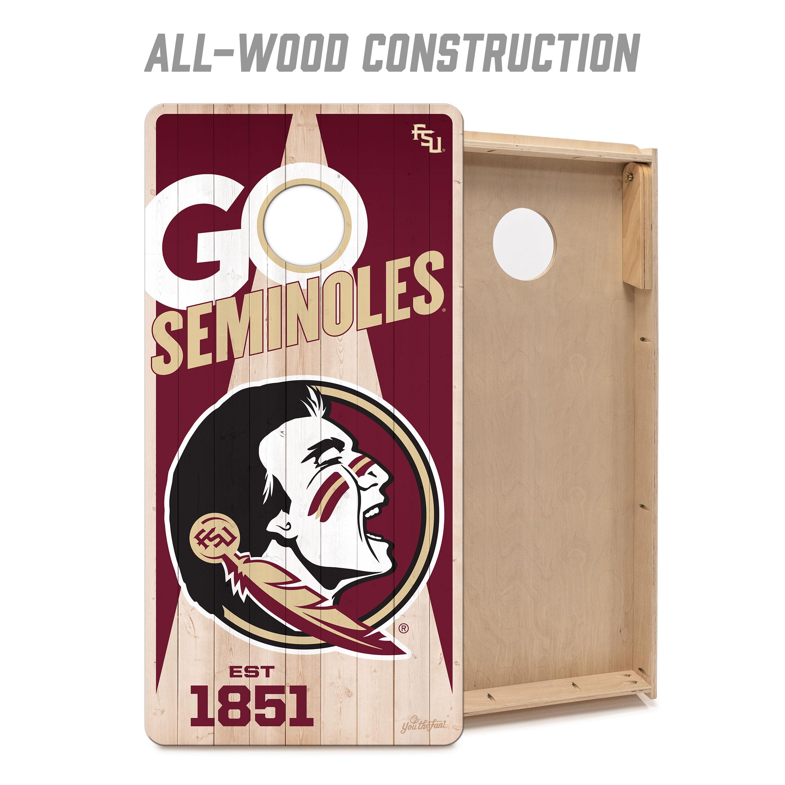 YouTheFan NCAA Florida State Seminoles 2’ x 4’ Professional Wood Cornhole Game with Logo Bags - Sports Collectibles, Sports Memorabilia, Sports Fan Shop, Sports Gifts