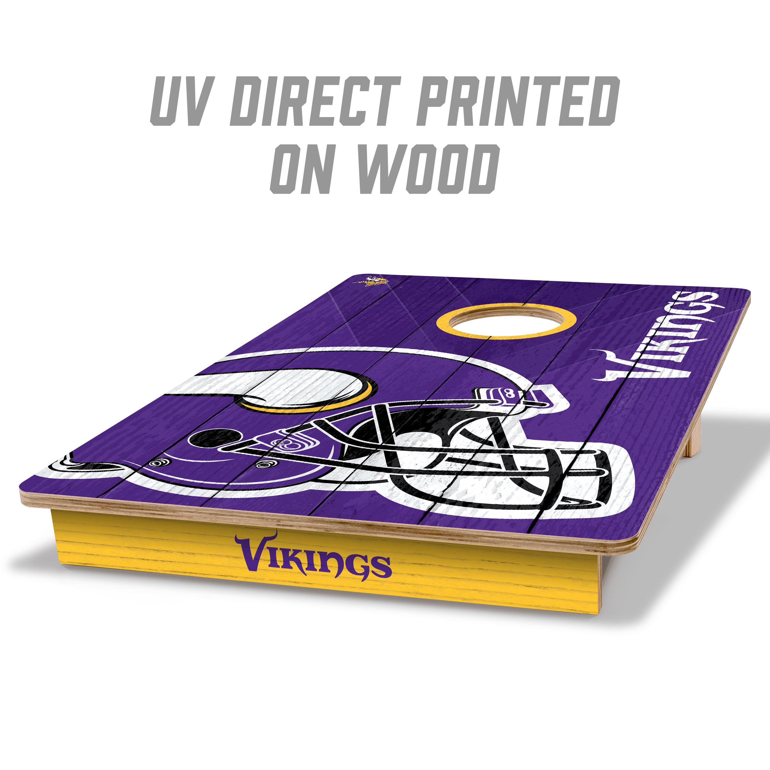 YouTheFan NFL Minnesota Vikings 2’ x 3’ Wood Cornhole Game with Logo Bags - Sports Collectibles, Sports Memorabilia, Sports Fan Shop, Sports Gifts