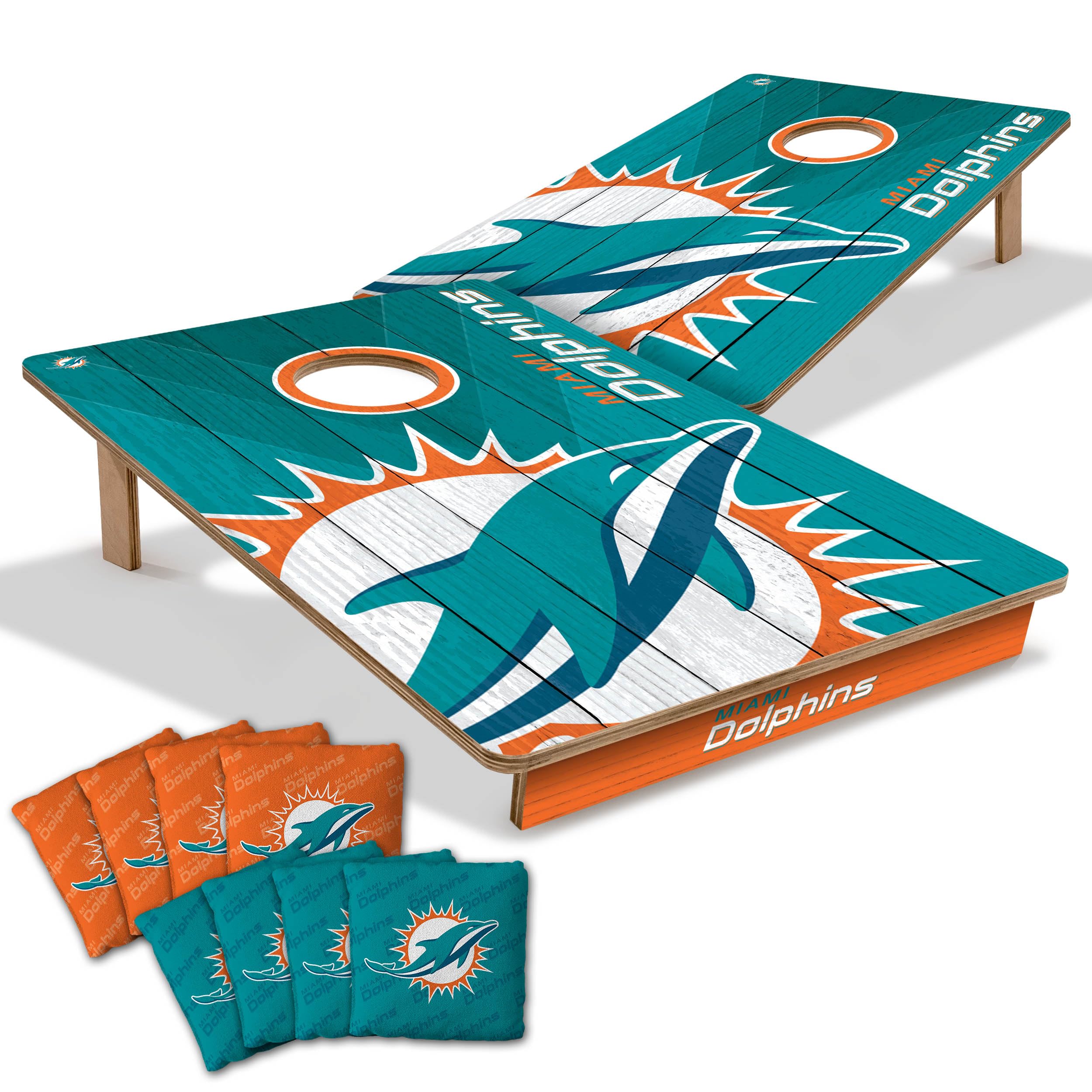 YouTheFan NFL Miami Dolphins 2’ x 3’ Wood Cornhole Game with Logo Bags - Sports Collectibles, Sports Memorabilia, Sports Fan Shop, Sports Gifts