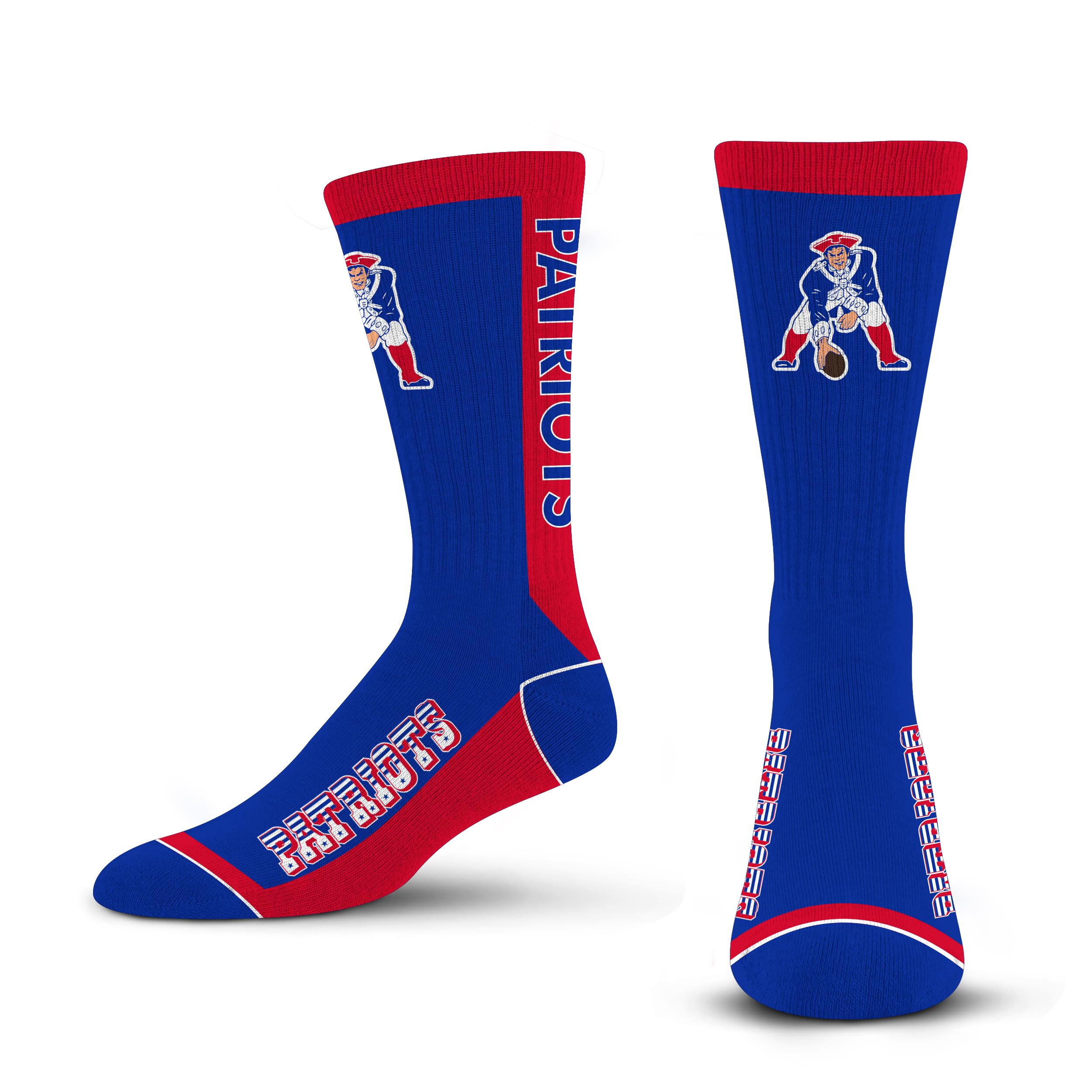 For Bare Feet NFL Classic NEW ENGLAND PATRIOTS MVP Crew Sock Team Color Large - Sports Gifts, Sports Memorabilia, Sports Collectibles, Fan Shop